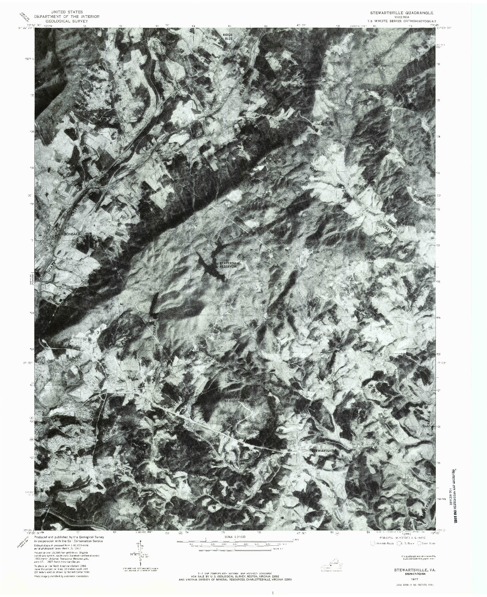 USGS 1:24000-SCALE QUADRANGLE FOR STEWARTSVILLE, VA 1977