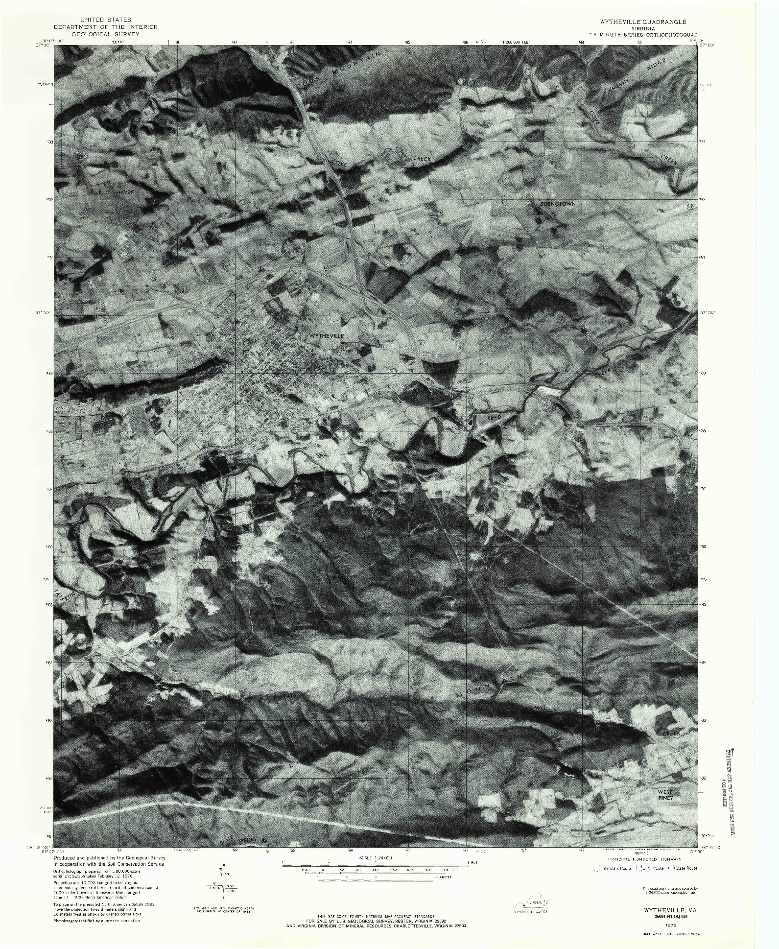 USGS 1:24000-SCALE QUADRANGLE FOR WYTHEVILLE, VA 1976