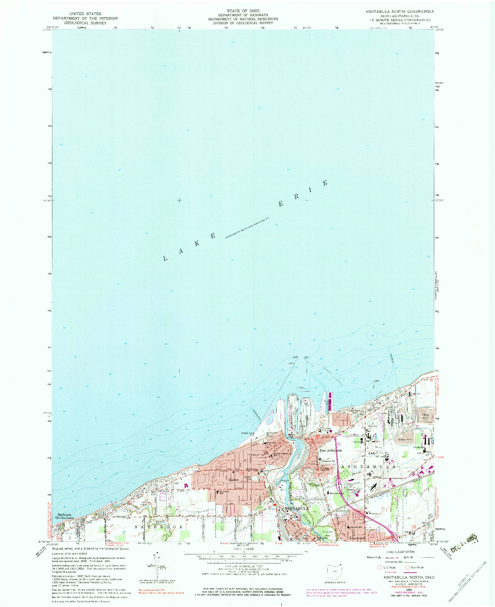 USGS 1:24000-SCALE QUADRANGLE FOR ASHTABULA NORTH, OH 1960