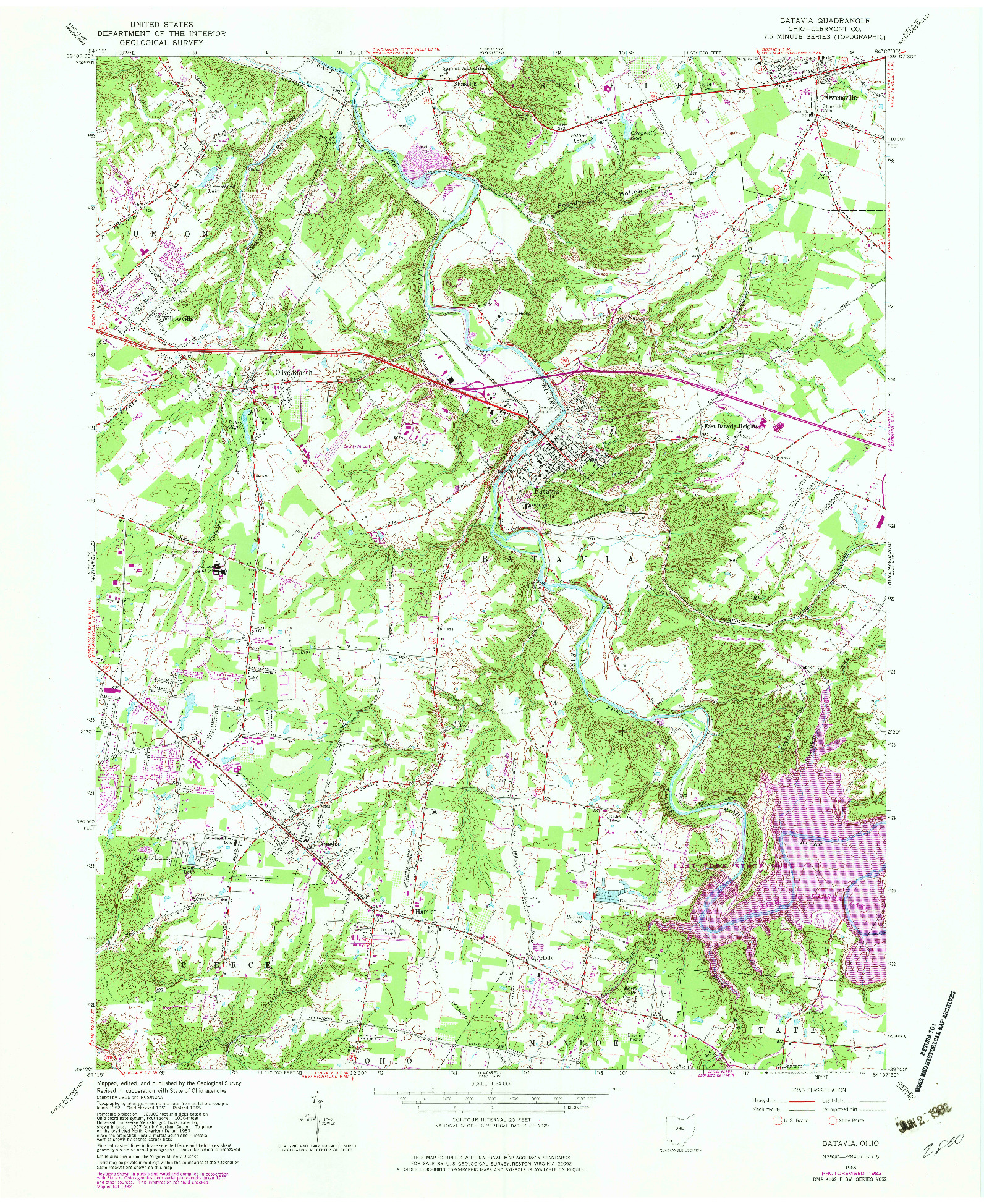 USGS 1:24000-SCALE QUADRANGLE FOR BATAVIA, OH 1965