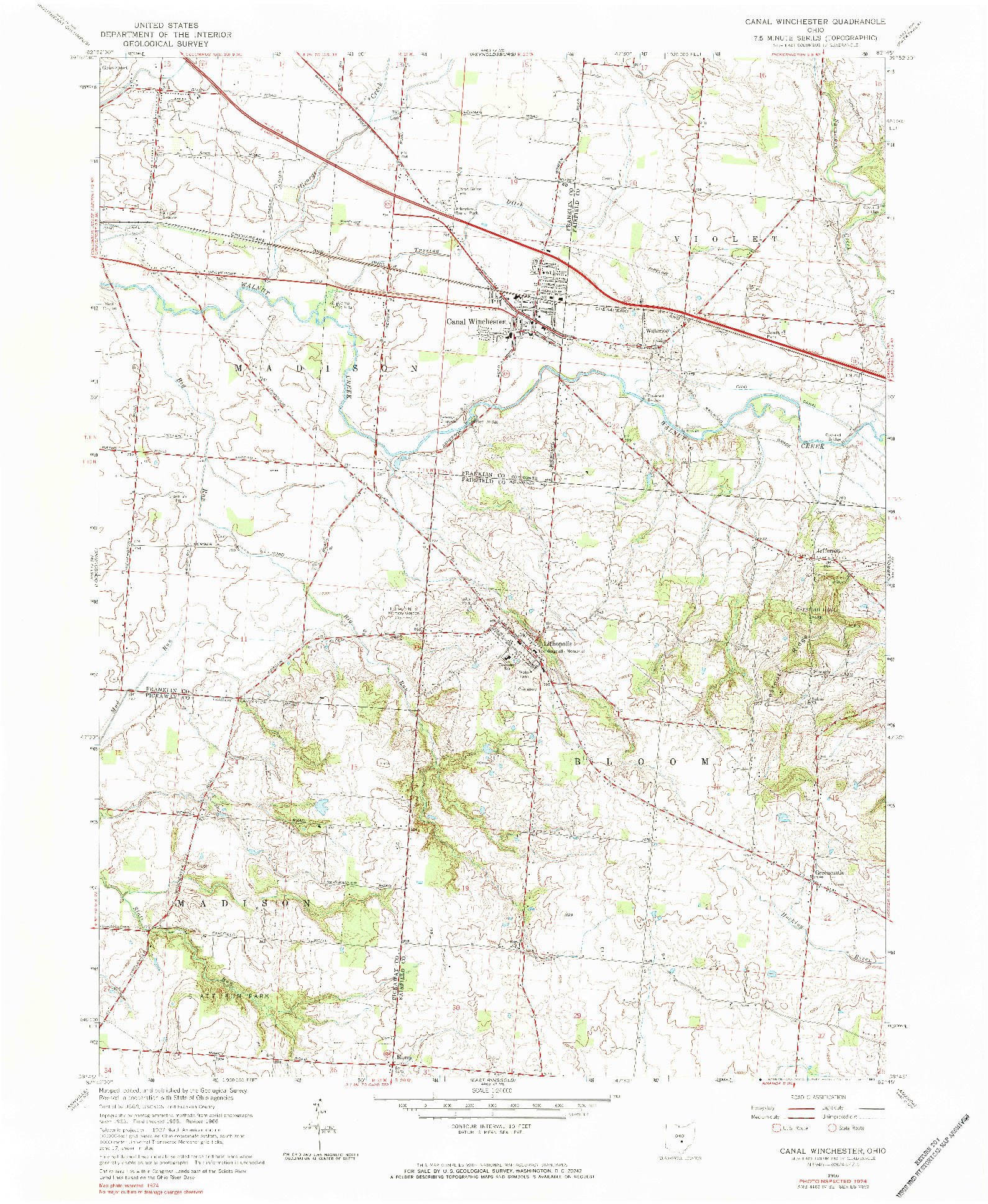 USGS 1:24000-SCALE QUADRANGLE FOR CANAL WINCHESTER, OH 1966