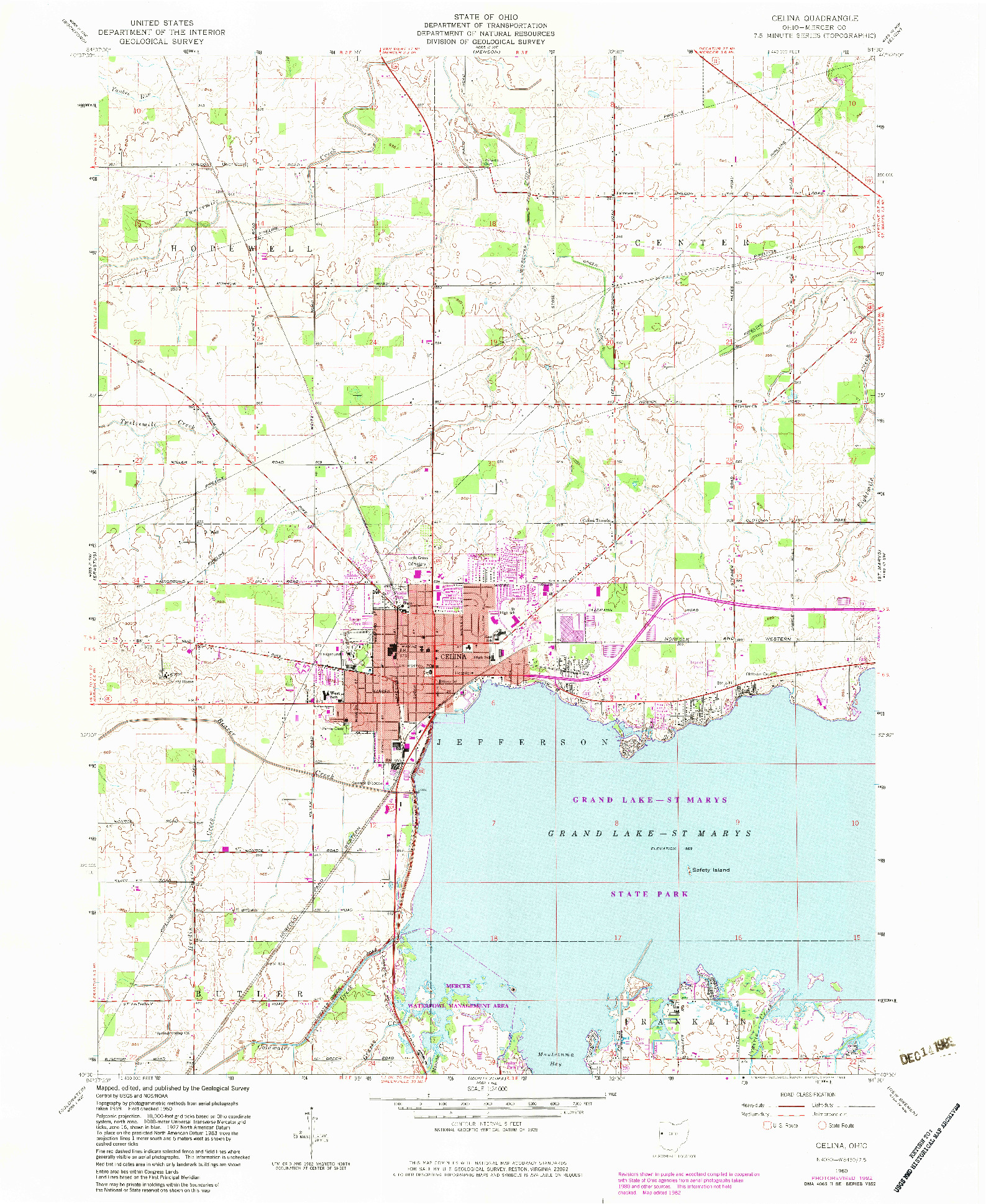 USGS 1:24000-SCALE QUADRANGLE FOR CELINA, OH 1960