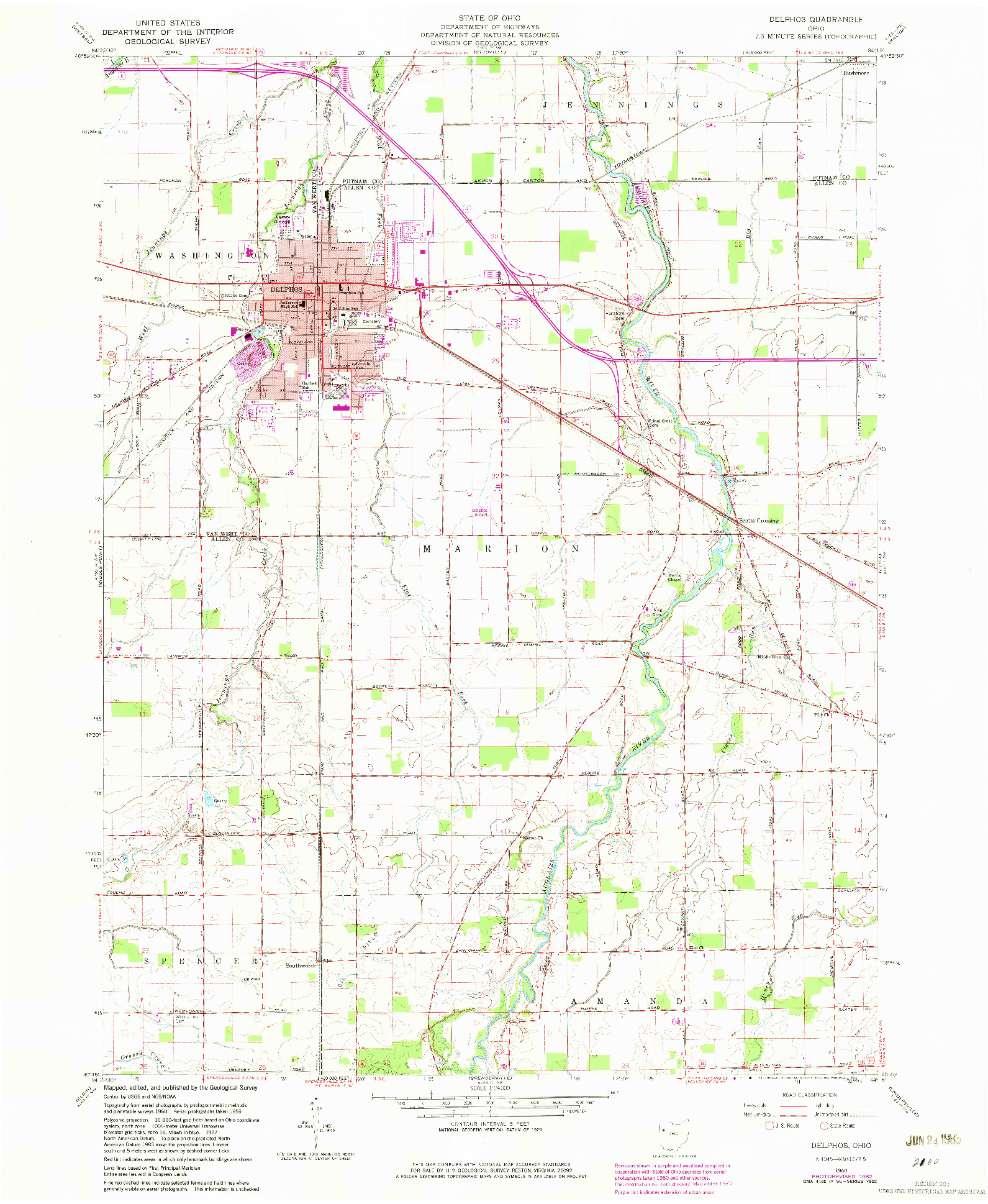 USGS 1:24000-SCALE QUADRANGLE FOR DELPHOS, OH 1960