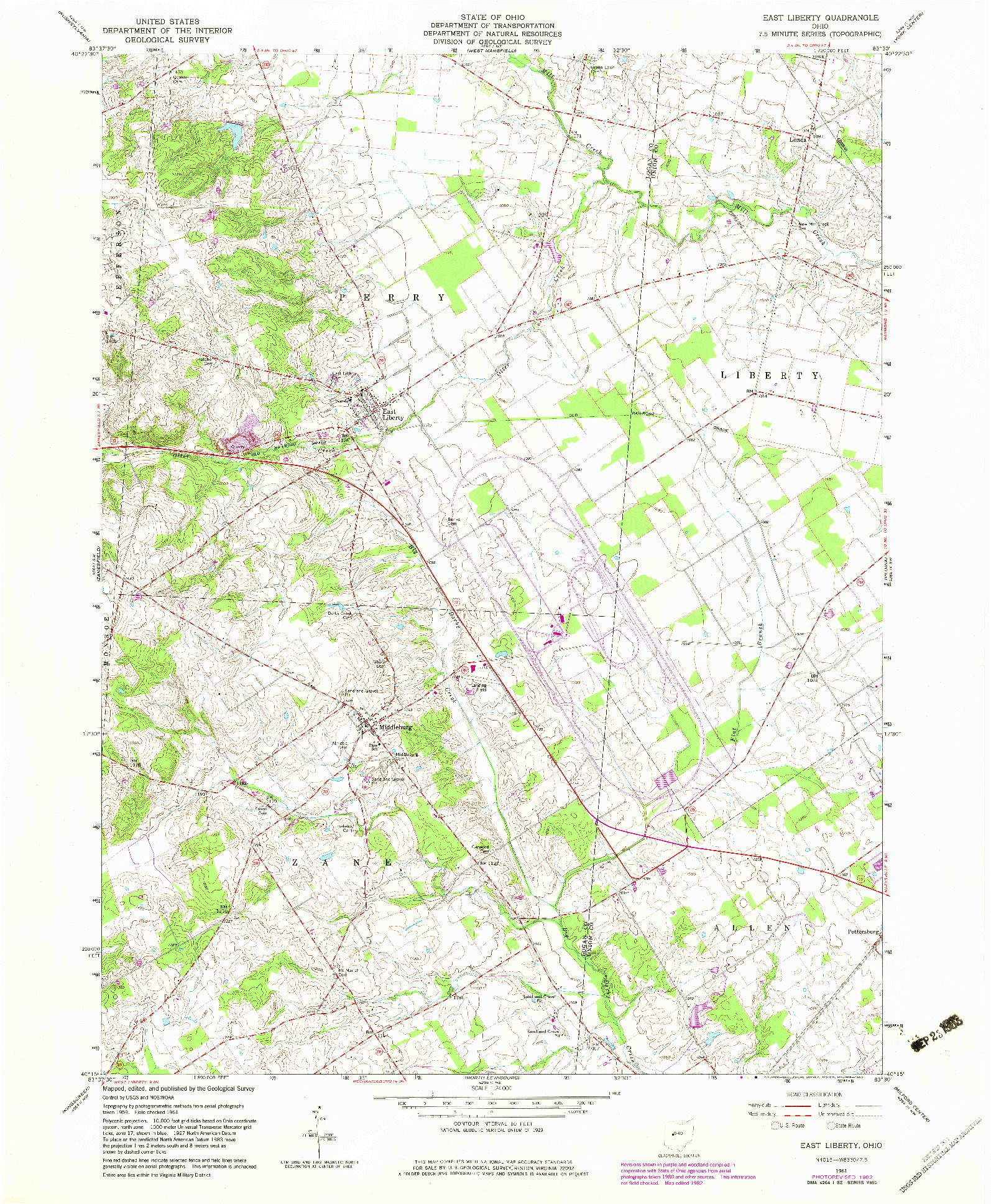 USGS 1:24000-SCALE QUADRANGLE FOR EAST LIBERTY, OH 1961