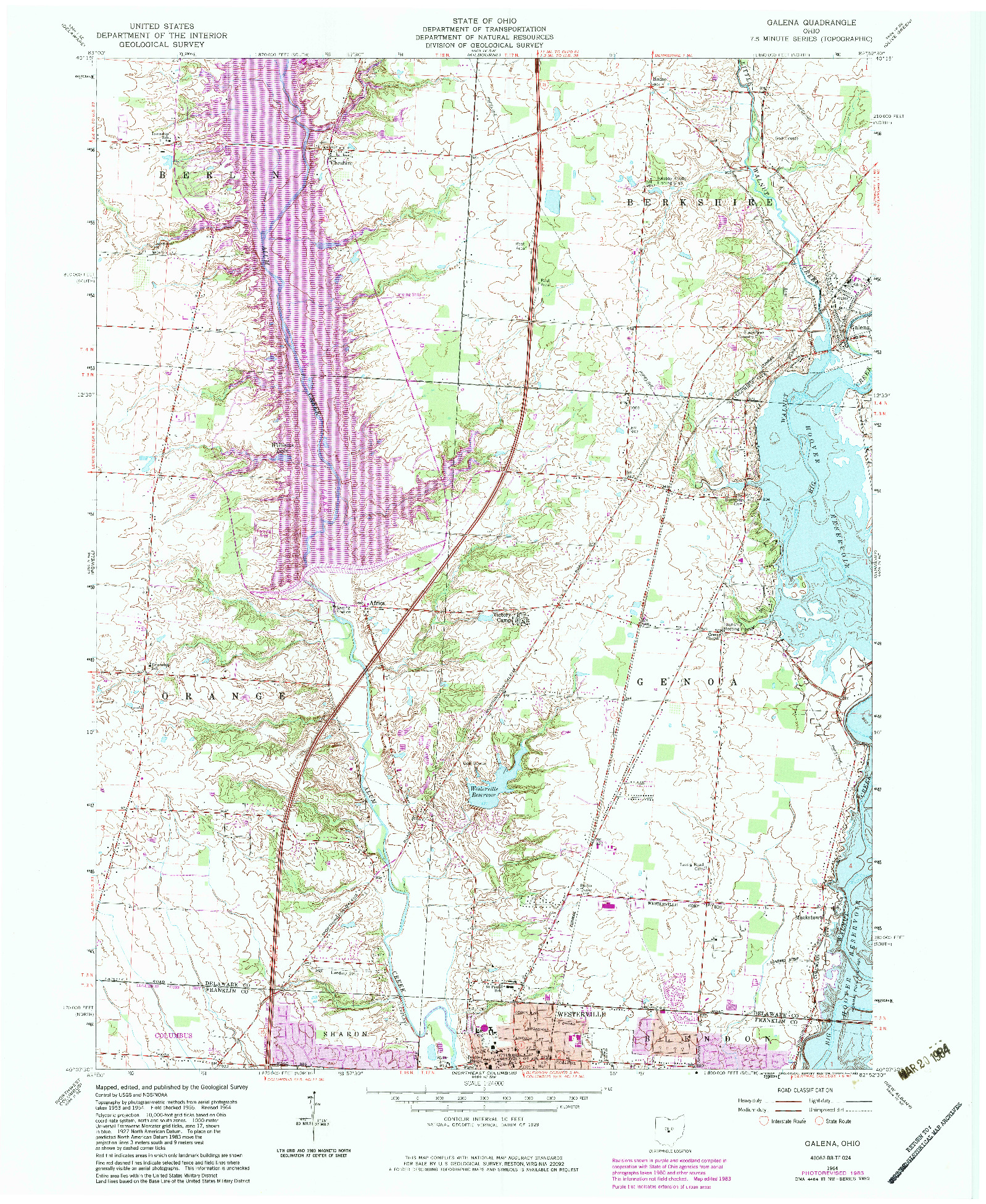USGS 1:24000-SCALE QUADRANGLE FOR GALENA, OH 1964