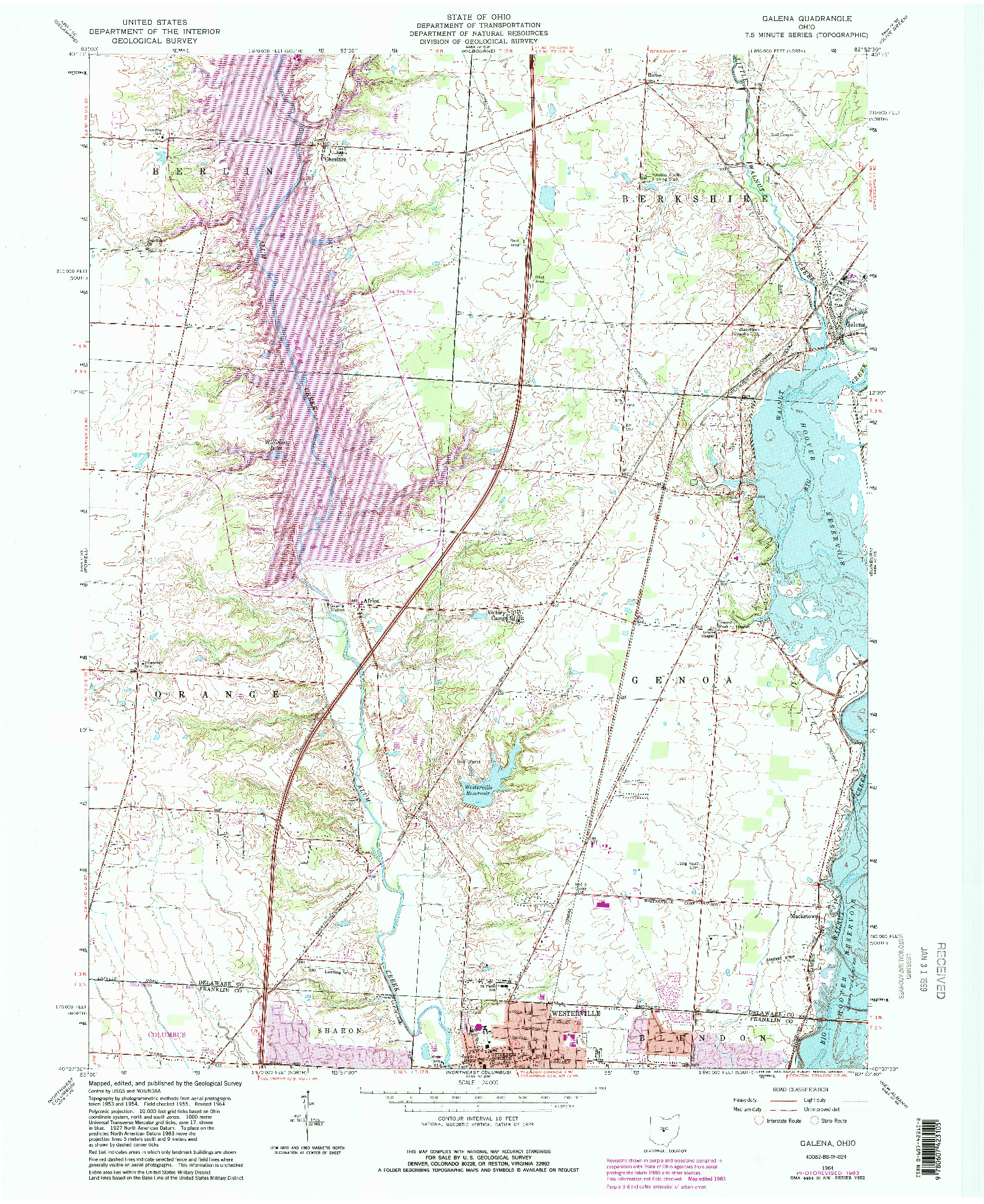 USGS 1:24000-SCALE QUADRANGLE FOR GALENA, OH 1964