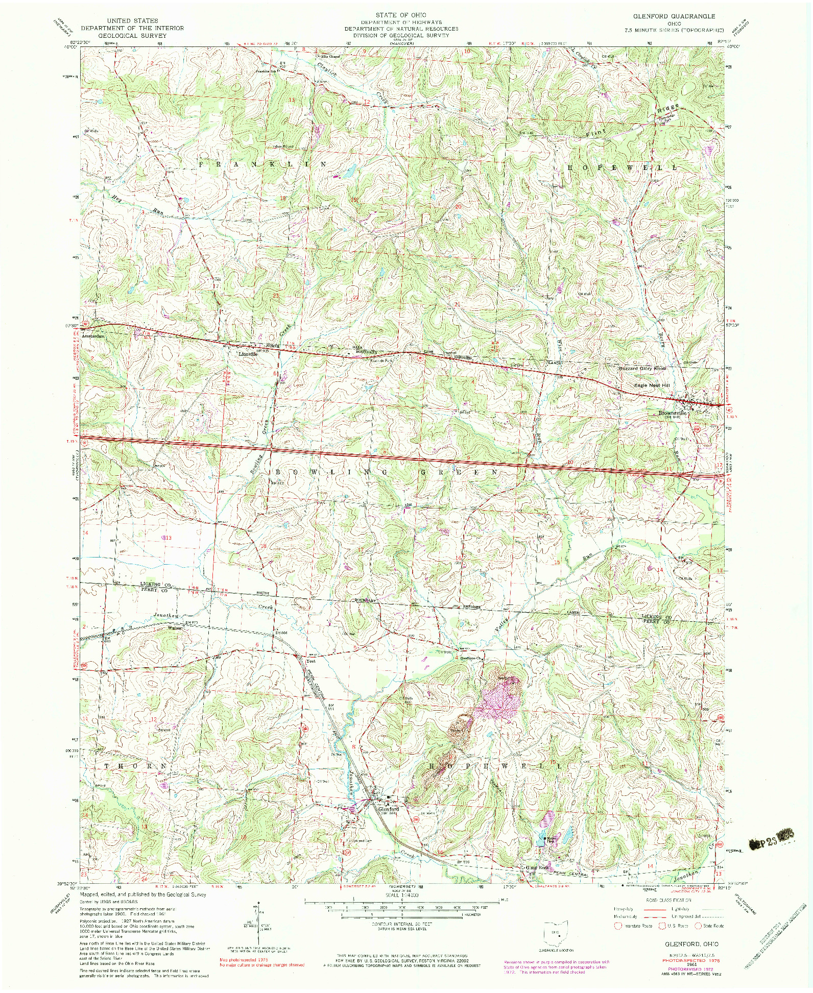 USGS 1:24000-SCALE QUADRANGLE FOR GLENFORD, OH 1961