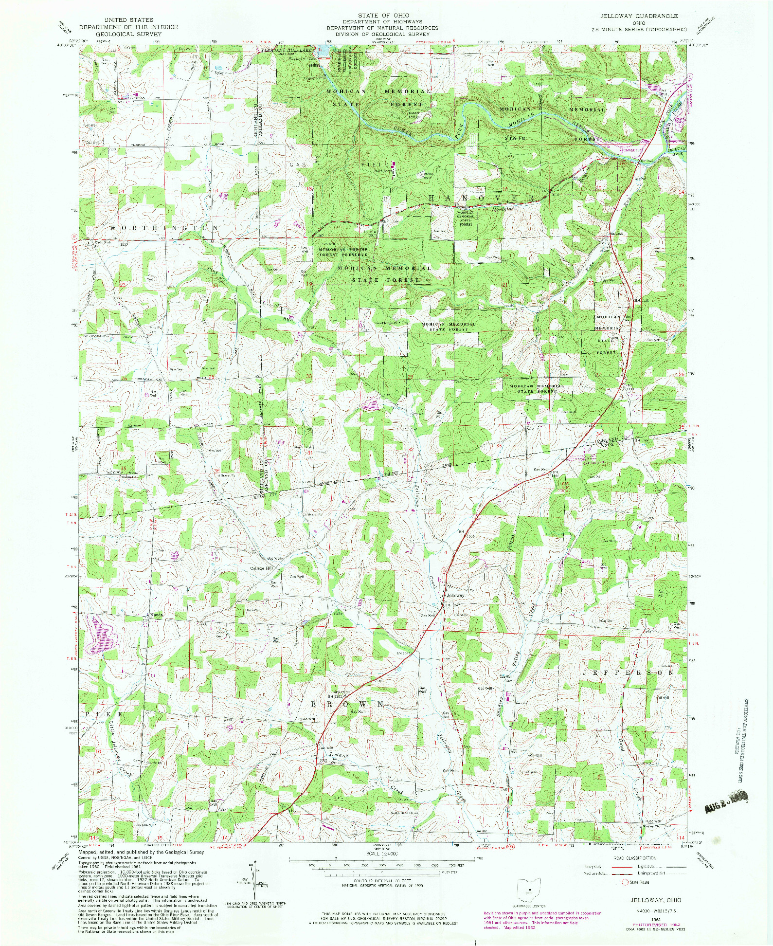 USGS 1:24000-SCALE QUADRANGLE FOR JELLOWAY, OH 1961