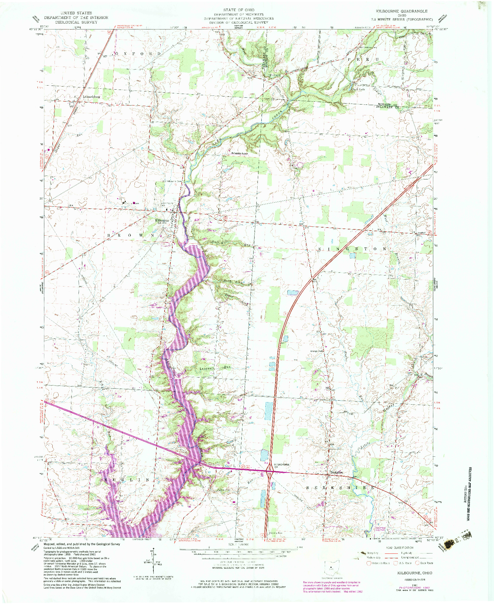 USGS 1:24000-SCALE QUADRANGLE FOR KILBOURNE, OH 1961