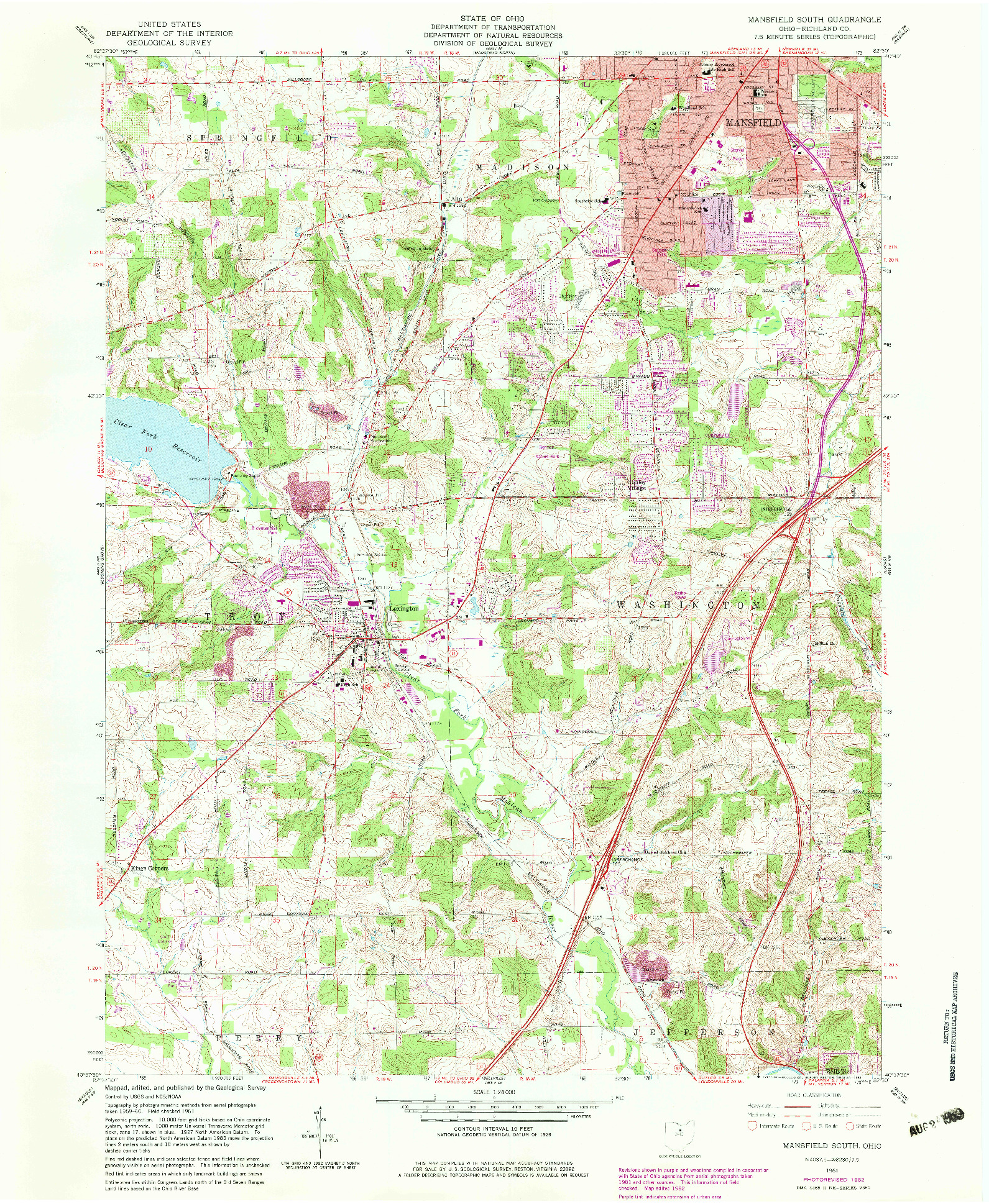 USGS 1:24000-SCALE QUADRANGLE FOR MANSFIELD SOUTH, OH 1961