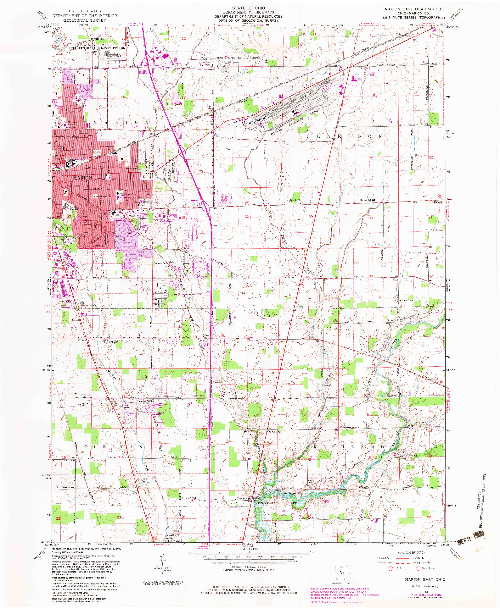USGS 1:24000-SCALE QUADRANGLE FOR MARION EAST, OH 1961