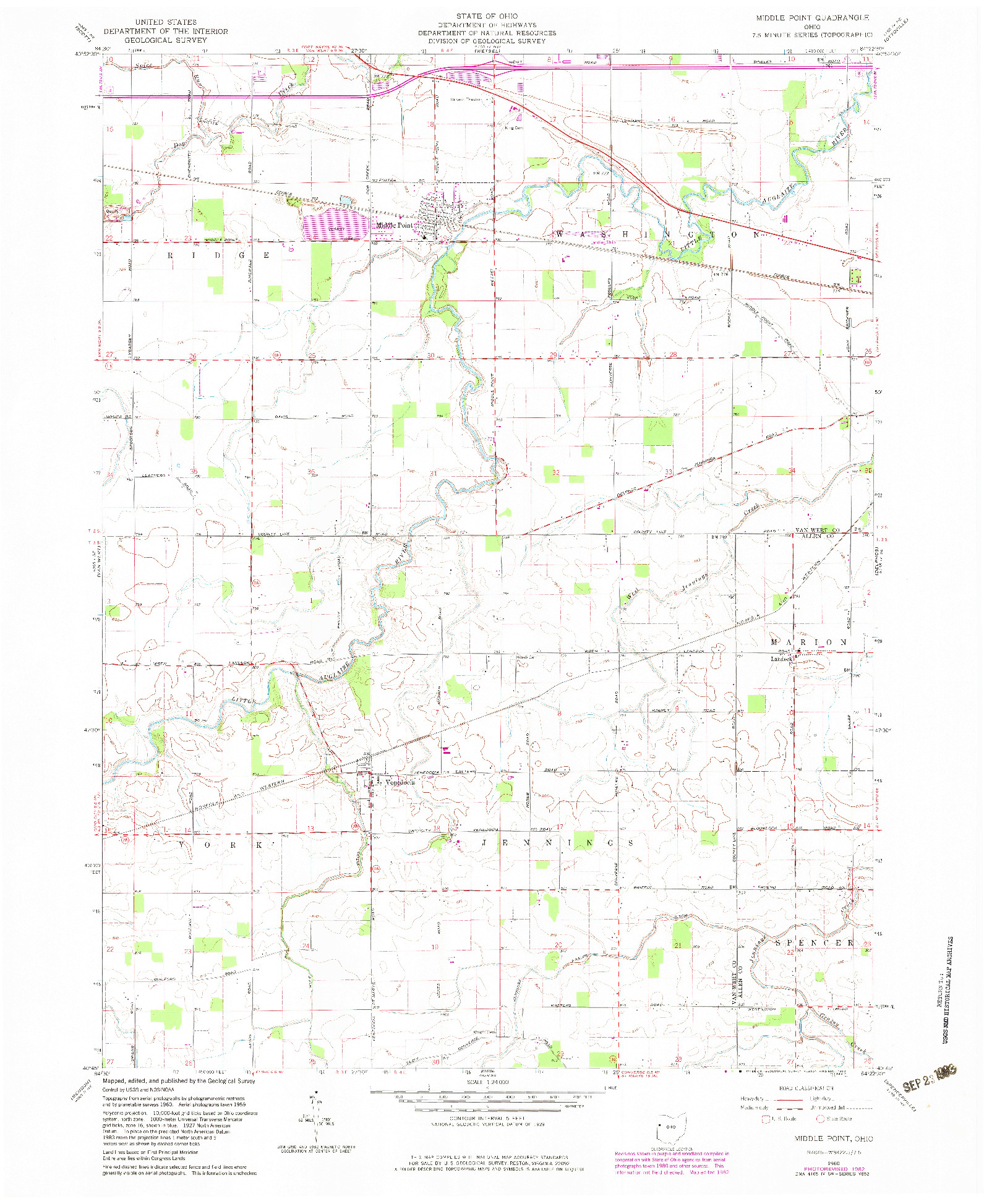 USGS 1:24000-SCALE QUADRANGLE FOR MIDDLE POINT, OH 1960