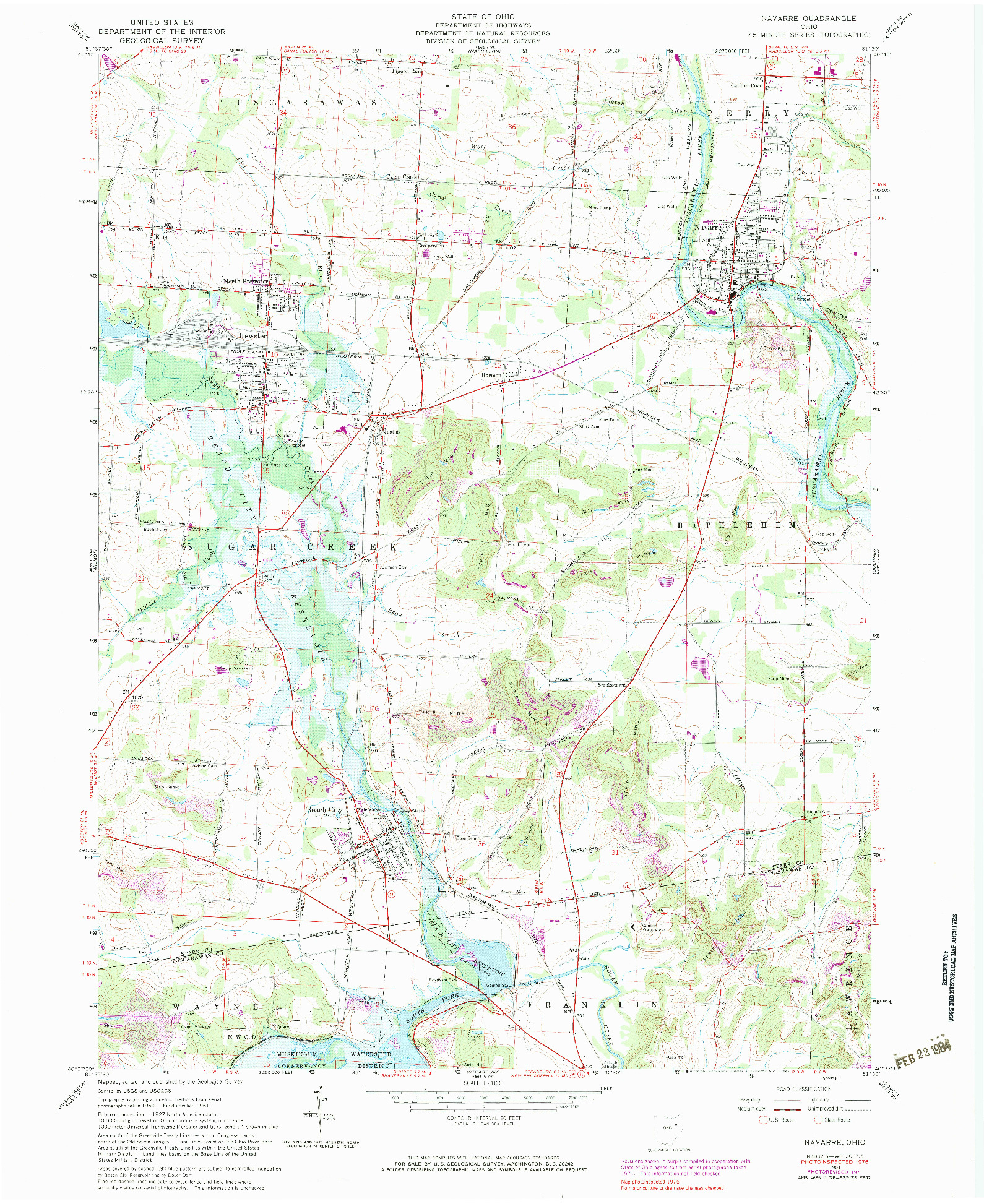 USGS 1:24000-SCALE QUADRANGLE FOR NAVARRE, OH 1961