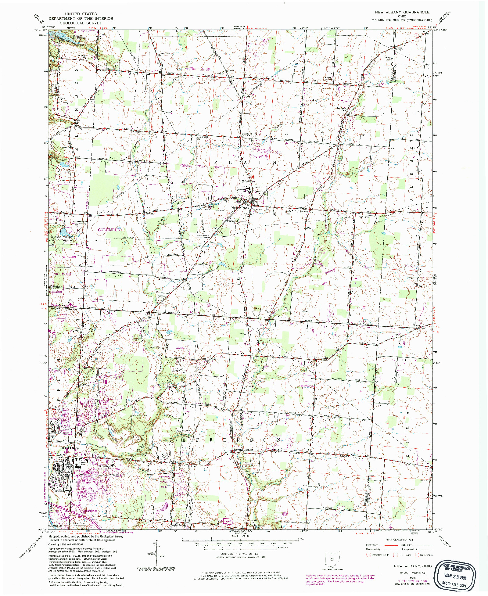 USGS 1:24000-SCALE QUADRANGLE FOR NEW ALBANY, OH 1966