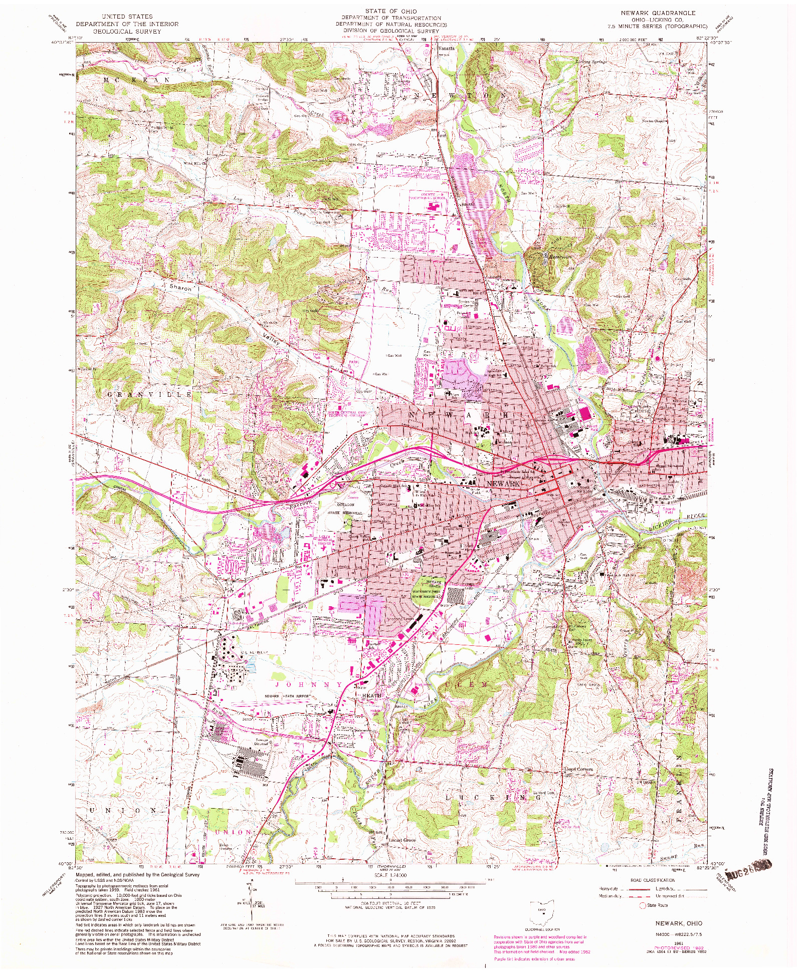 USGS 1:24000-SCALE QUADRANGLE FOR NEWARK, OH 1961