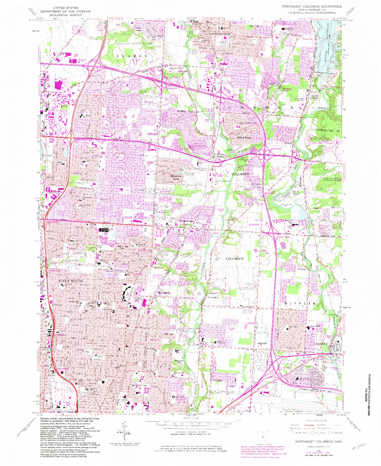 USGS 1:24000-SCALE QUADRANGLE FOR NORTHEAST COLUMBUS, OH 1964