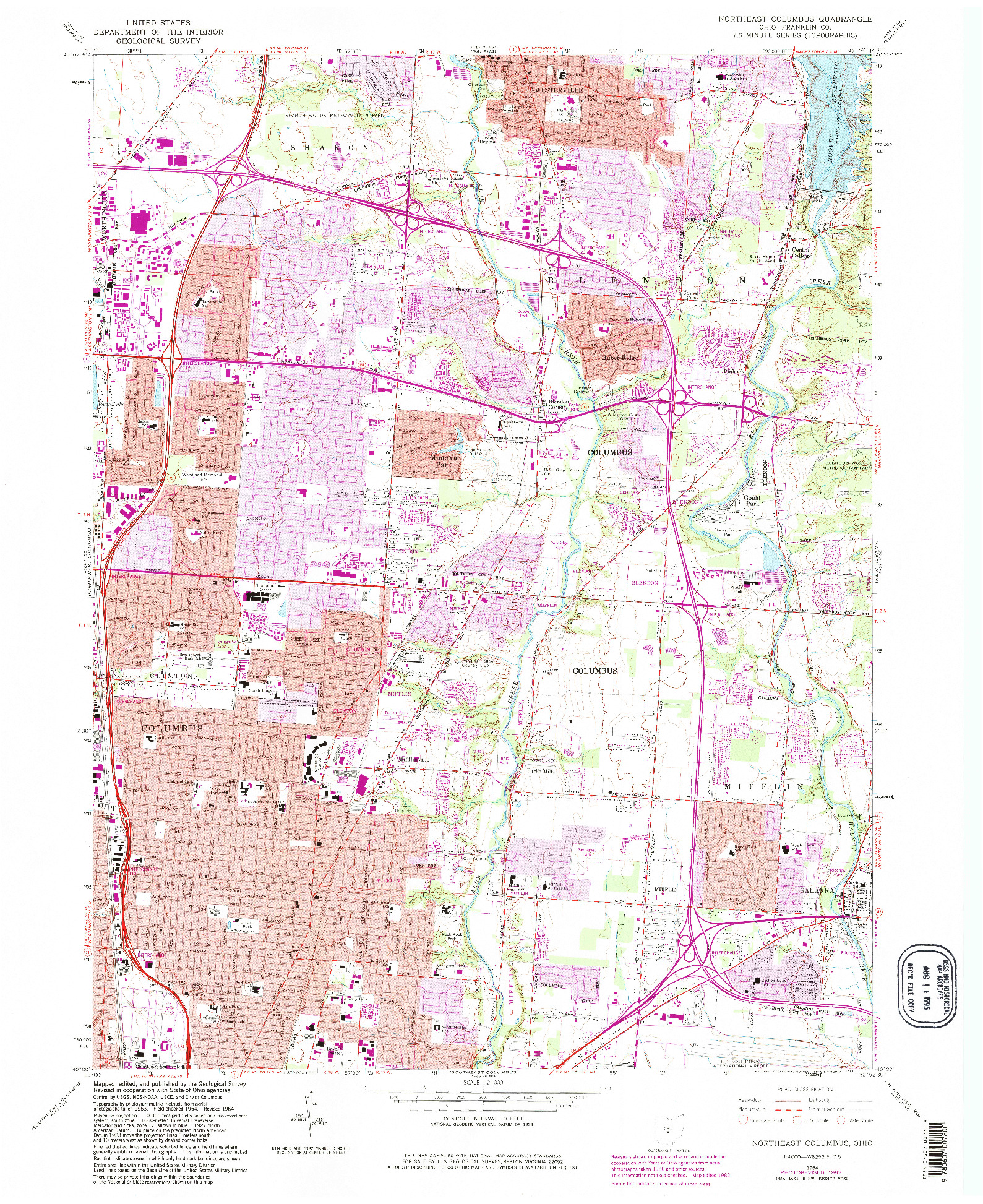 USGS 1:24000-SCALE QUADRANGLE FOR NORTHEAST COLUMBUS, OH 1964