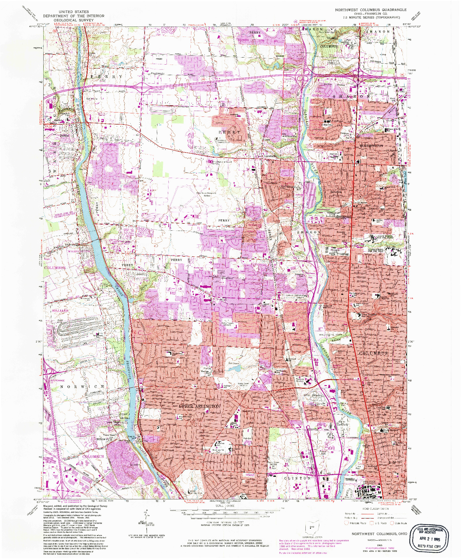 USGS 1:24000-SCALE QUADRANGLE FOR NORTHWEST COLUMBUS, OH 1965