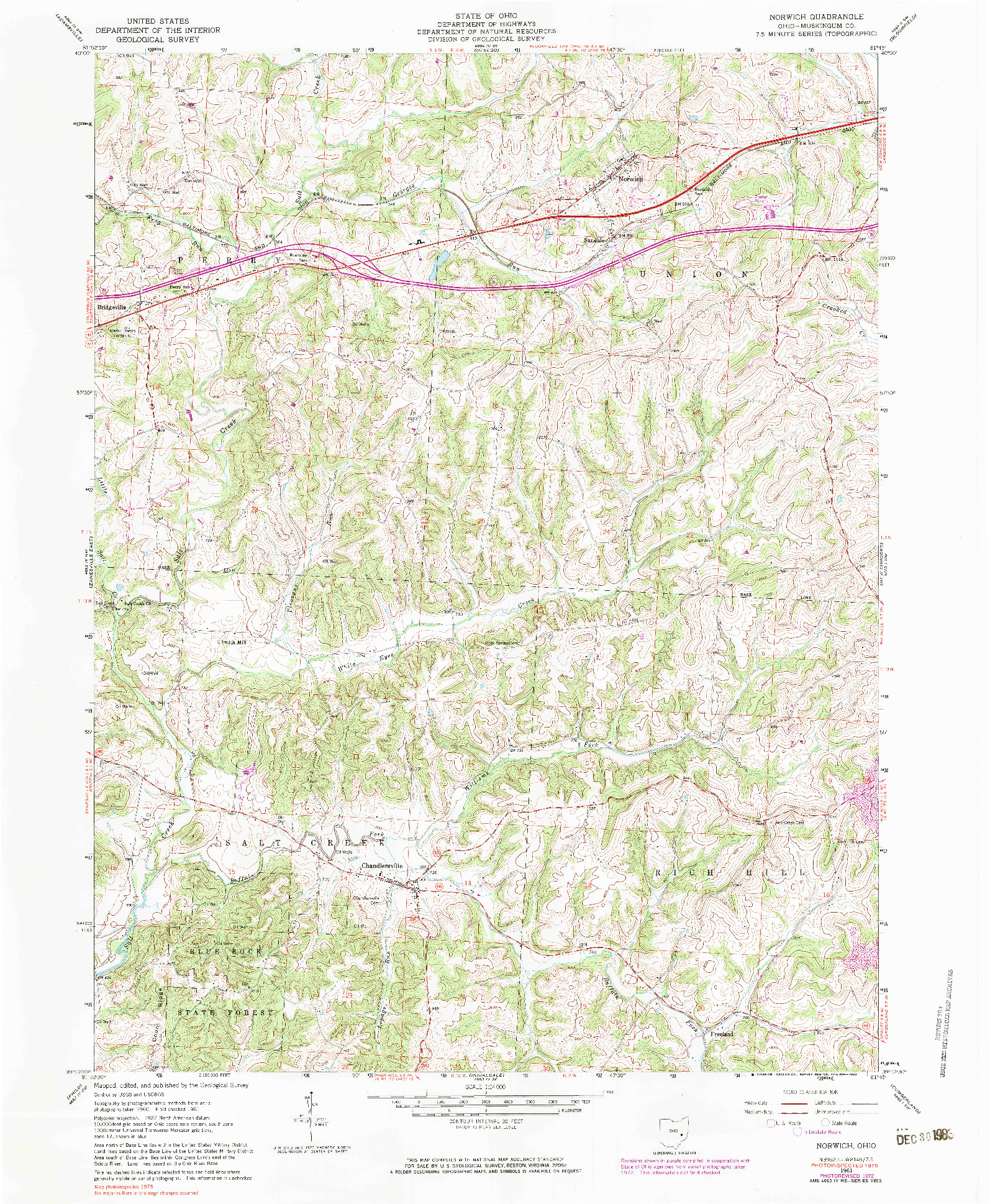 USGS 1:24000-SCALE QUADRANGLE FOR NORWICH, OH 1961