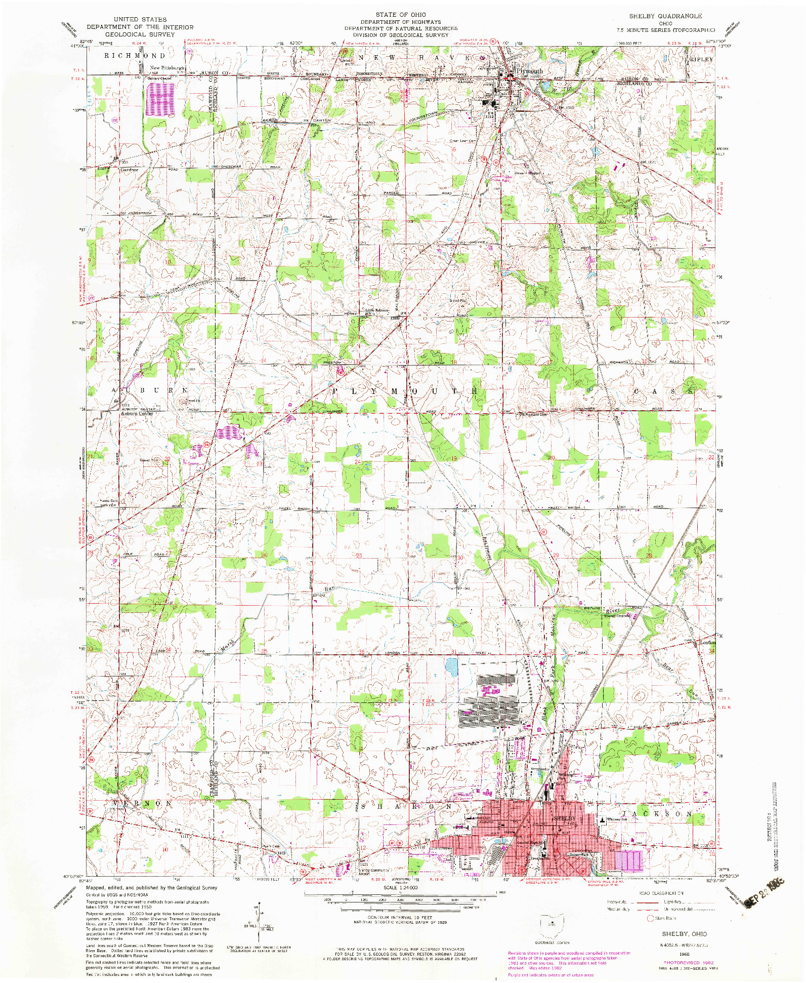 USGS 1:24000-SCALE QUADRANGLE FOR SHELBY, OH 1960