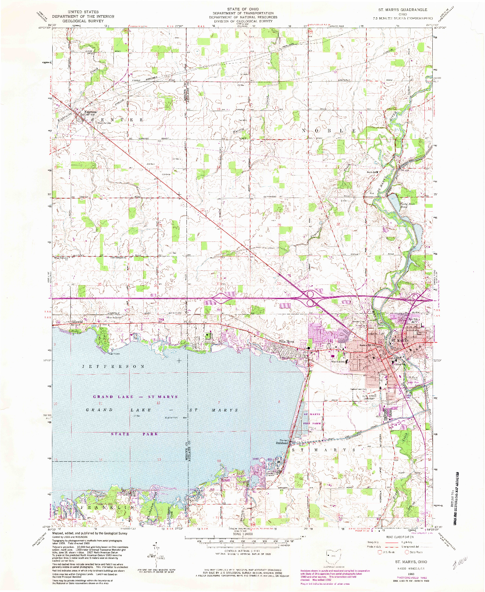 USGS 1:24000-SCALE QUADRANGLE FOR ST. MARYS, OH 1960