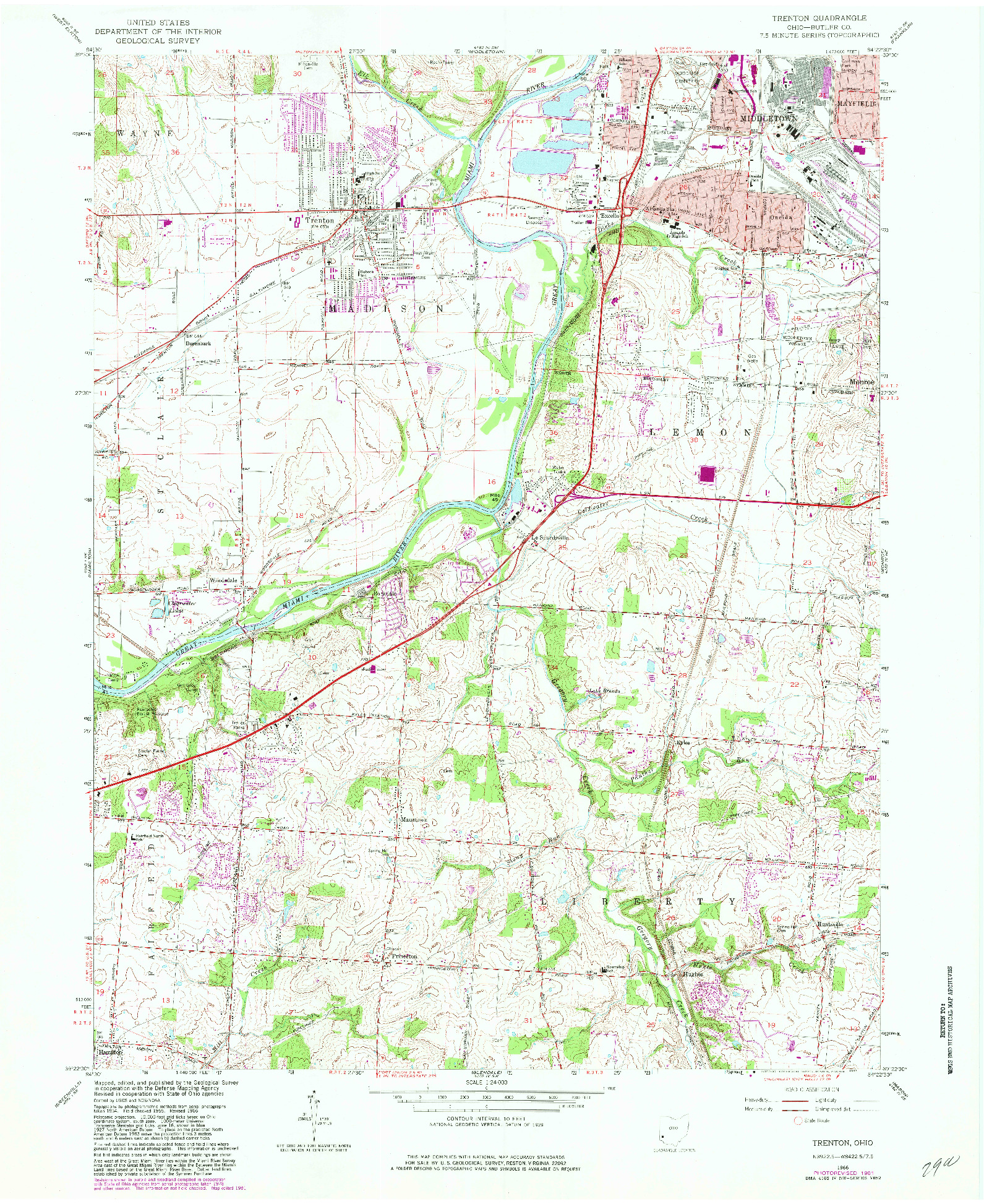 USGS 1:24000-SCALE QUADRANGLE FOR TRENTON, OH 1966