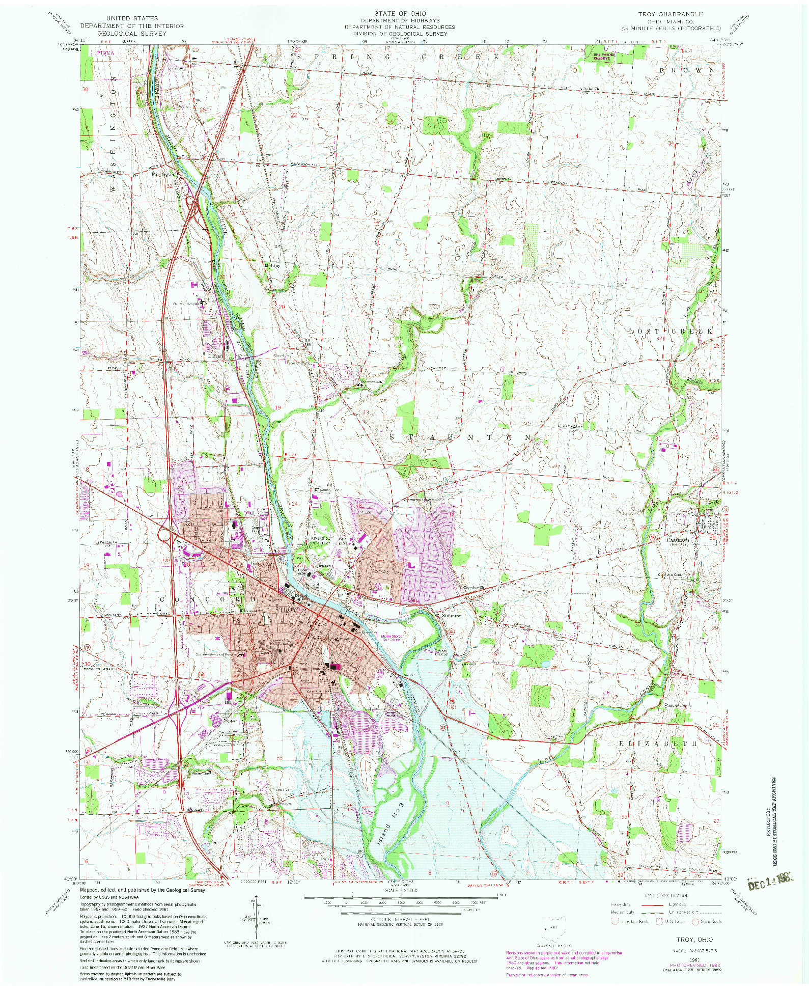 USGS 1:24000-SCALE QUADRANGLE FOR TROY, OH 1961