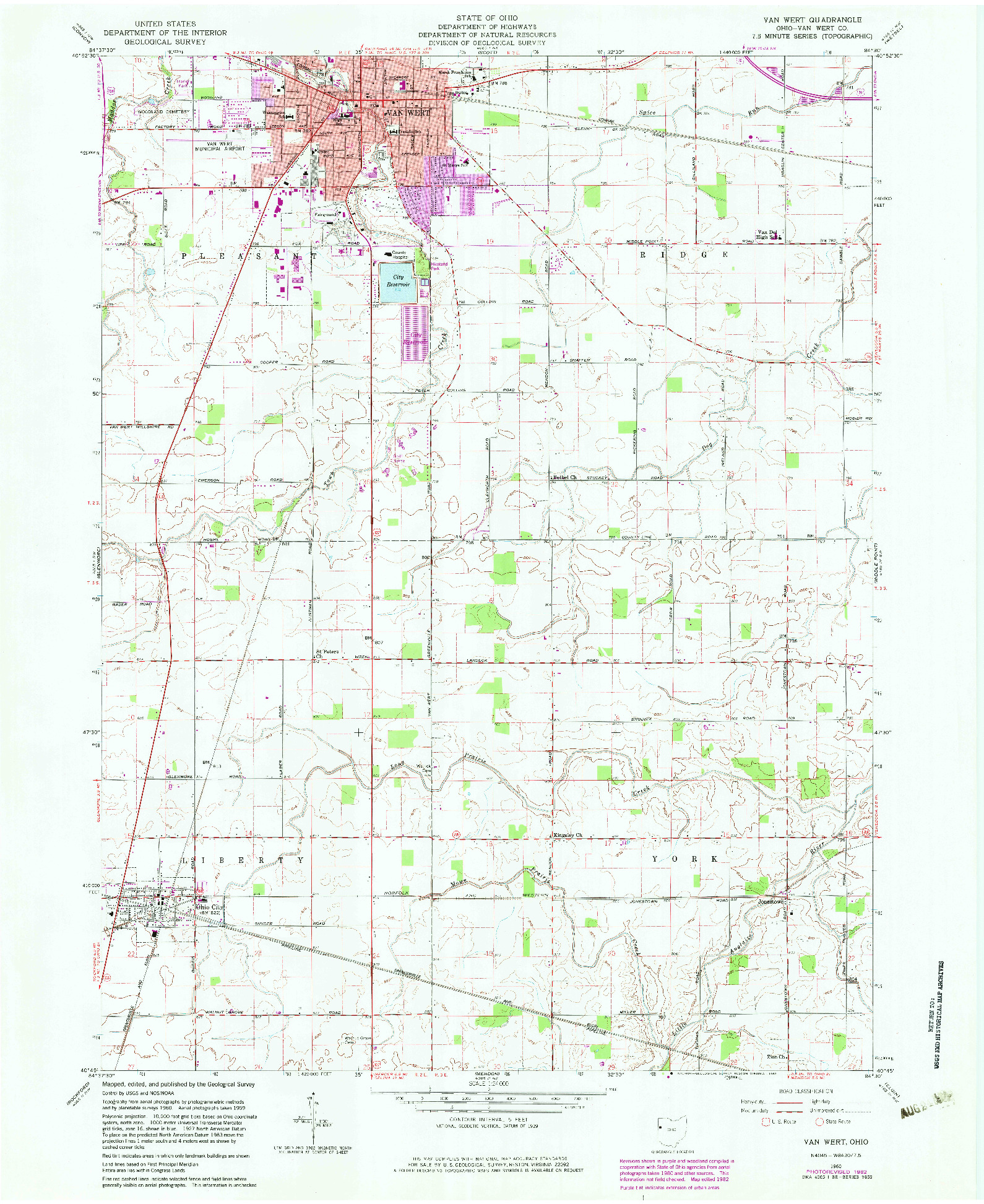 USGS 1:24000-SCALE QUADRANGLE FOR VAN WERT, OH 1960