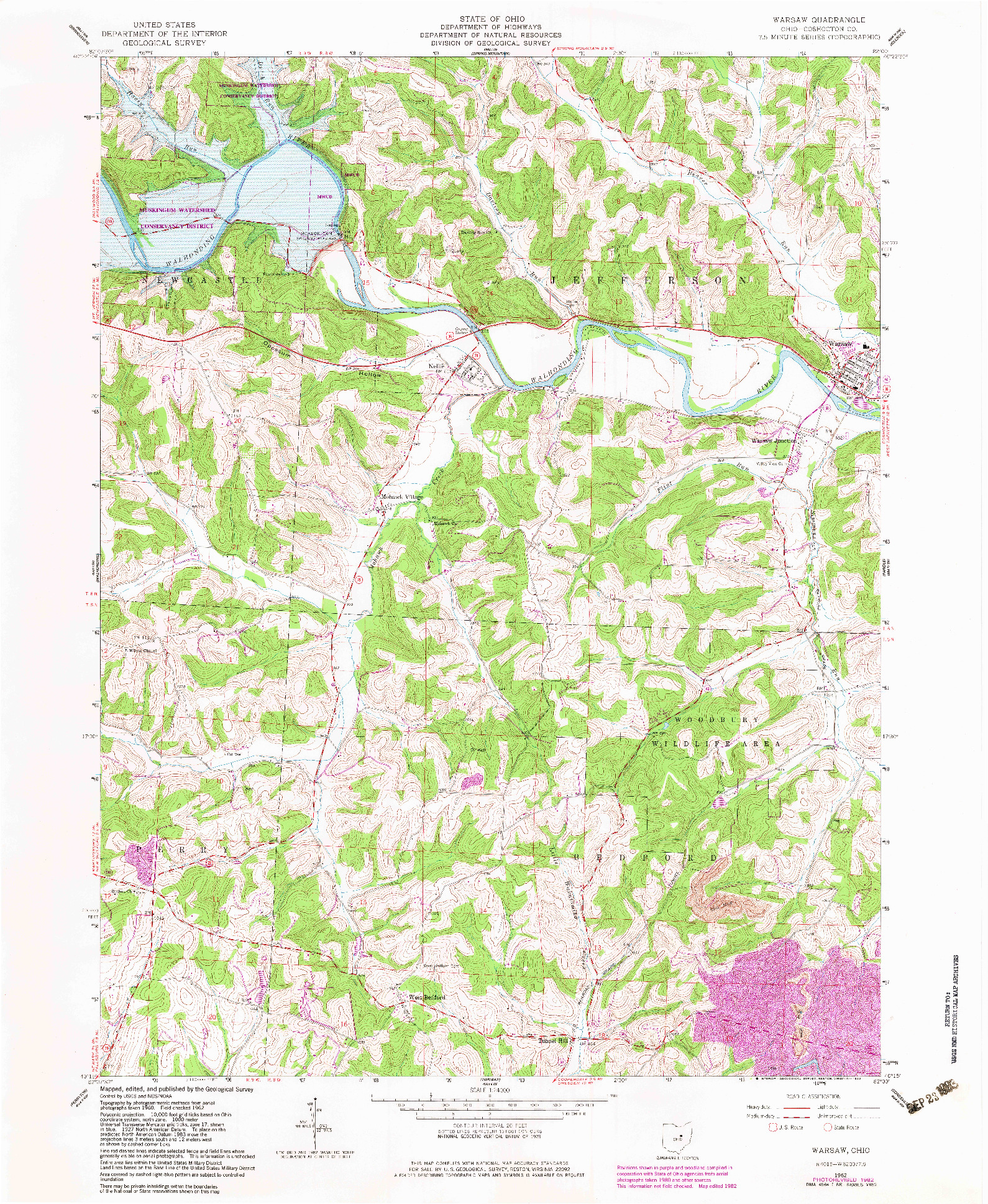 USGS 1:24000-SCALE QUADRANGLE FOR WARSAW, OH 1962