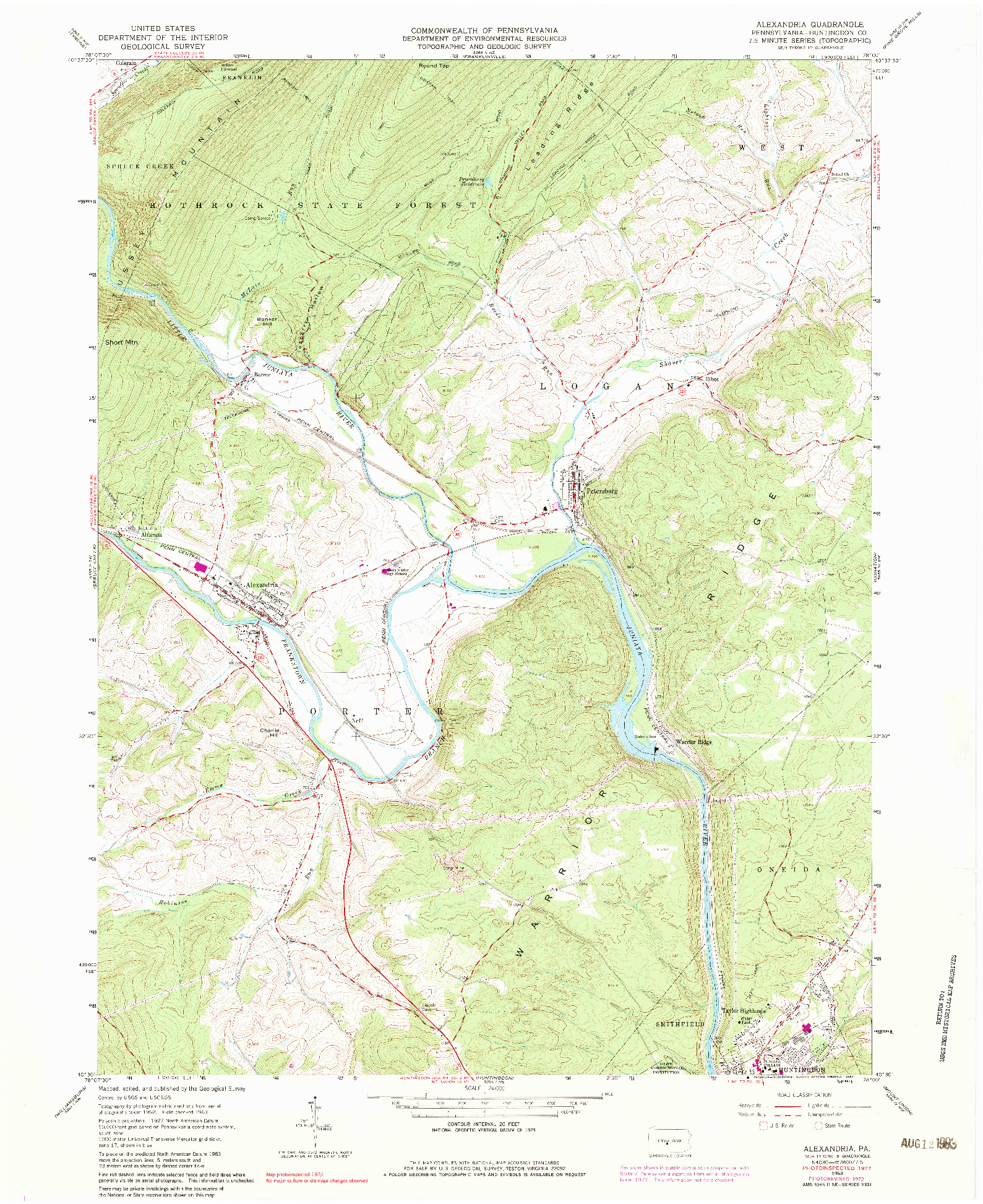 USGS 1:24000-SCALE QUADRANGLE FOR ALEXANDRIA, PA 1963