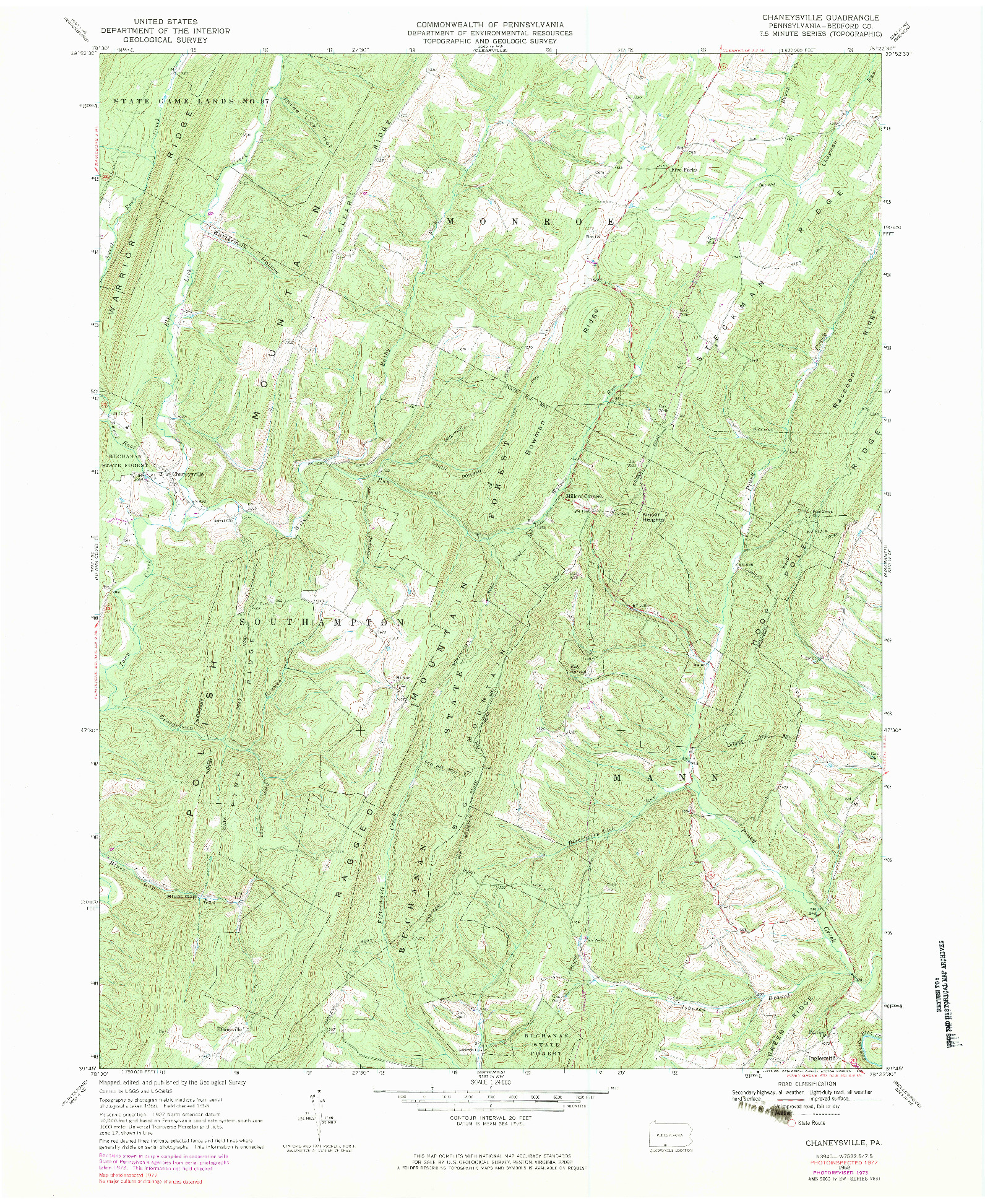 USGS 1:24000-SCALE QUADRANGLE FOR CHANEYSVILLE, PA 1968