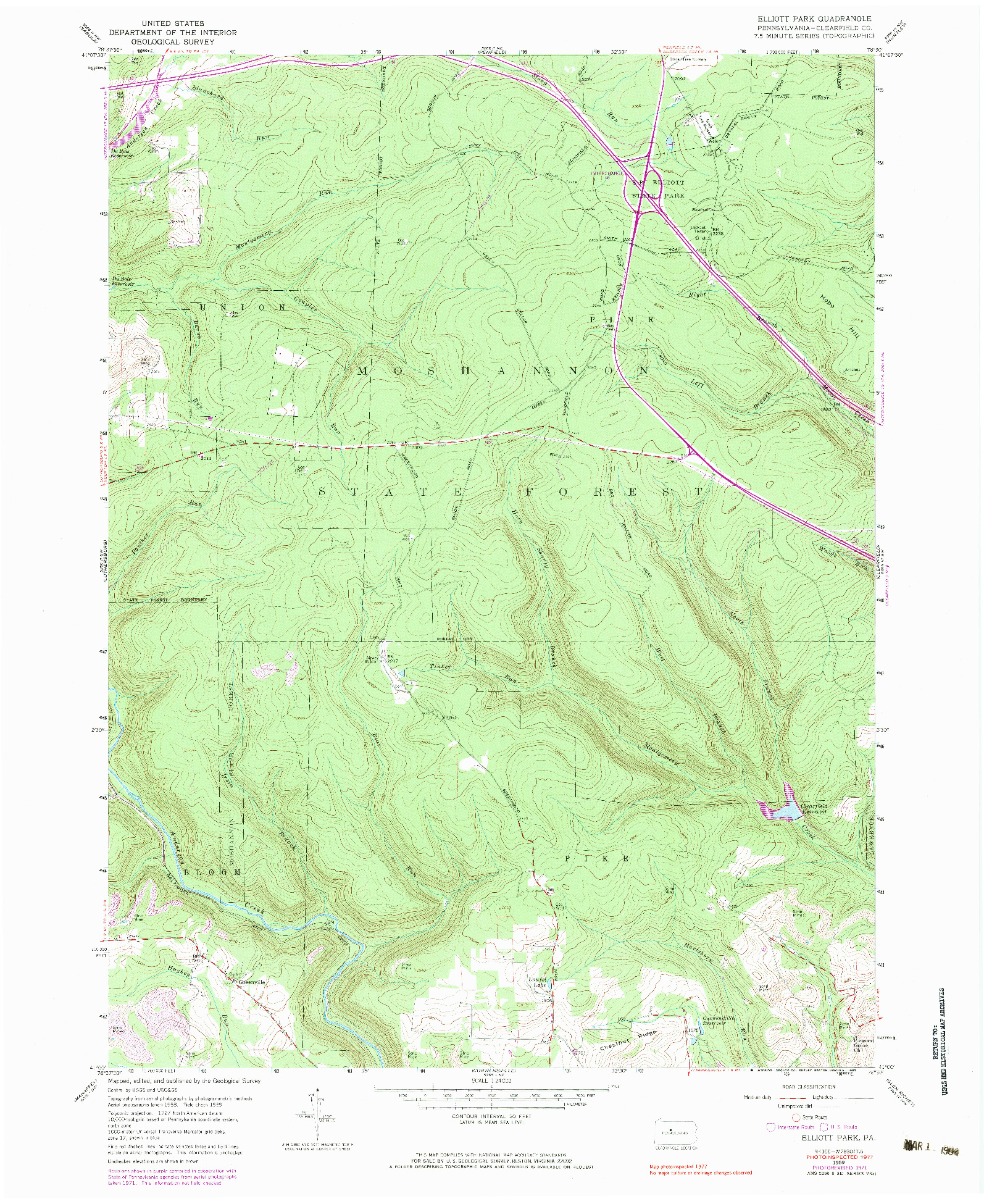 USGS 1:24000-SCALE QUADRANGLE FOR ELLIOTT PARK, PA 1959