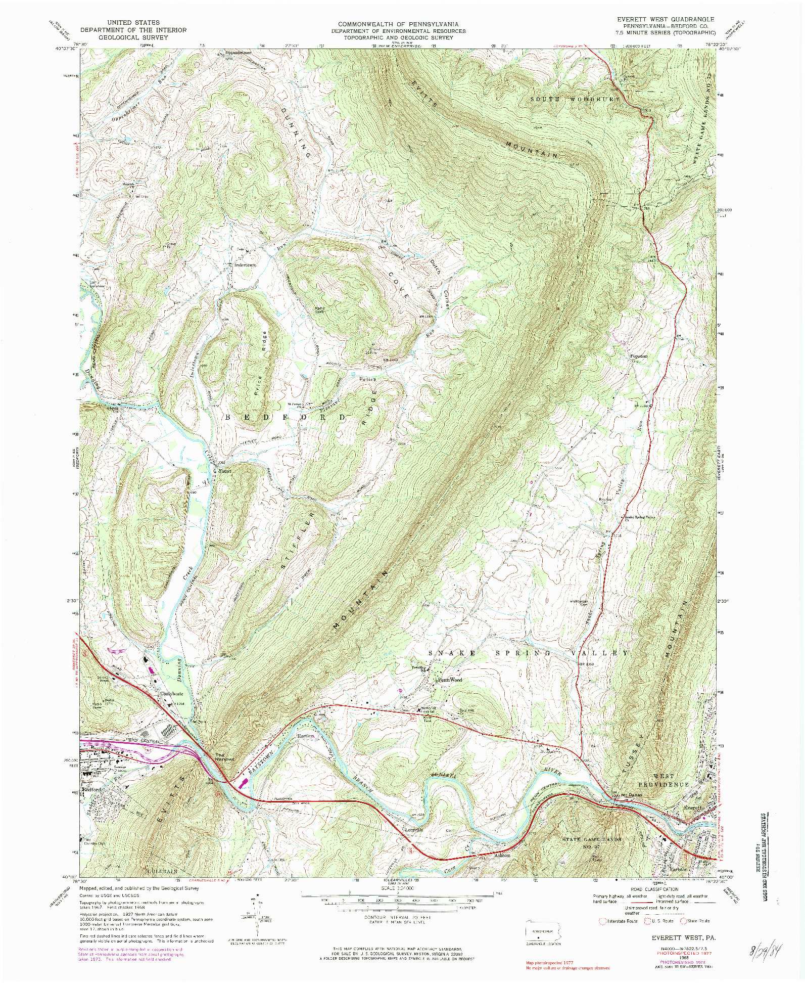 USGS 1:24000-SCALE QUADRANGLE FOR EVERETT WEST, PA 1968