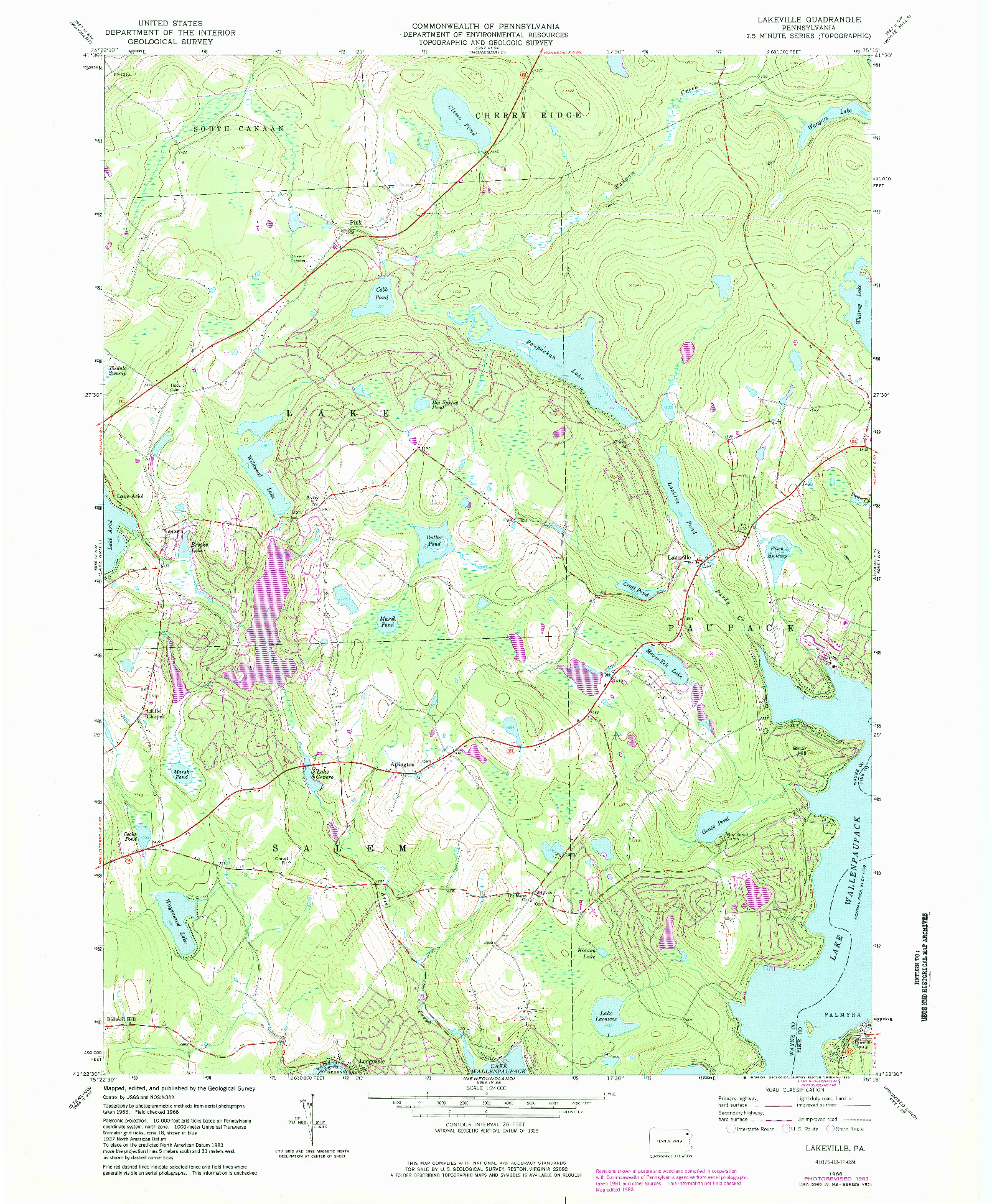 USGS 1:24000-SCALE QUADRANGLE FOR LAKEVILLE, PA 1966