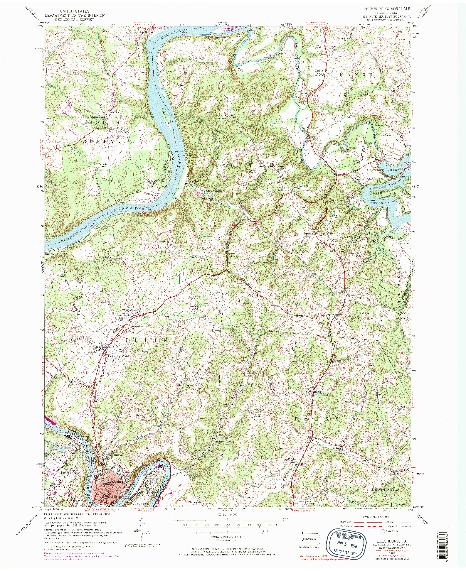 USGS 1:24000-SCALE QUADRANGLE FOR LEECHBURG, PA 1954