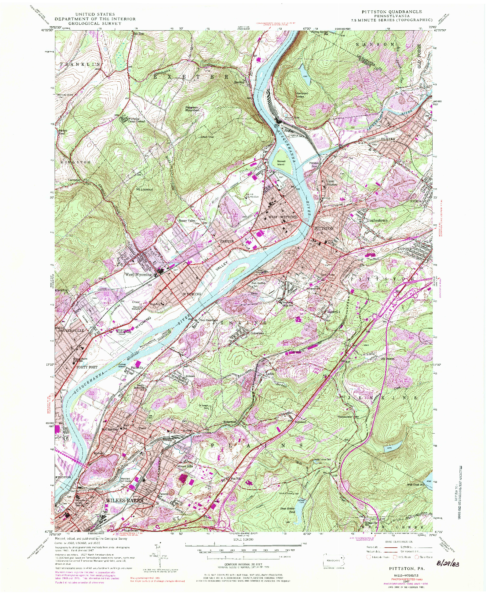 USGS 1:24000-SCALE QUADRANGLE FOR PITTSTON, PA 1947