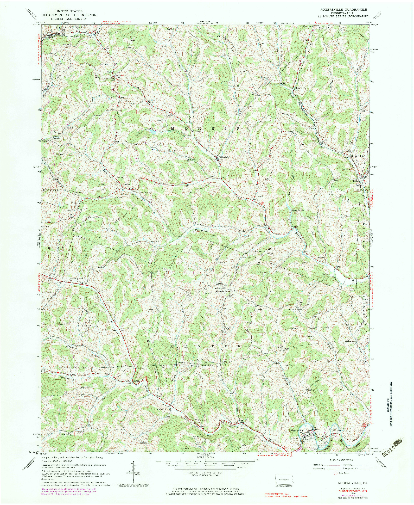 USGS 1:24000-SCALE QUADRANGLE FOR ROGERSVILLE, PA 1964