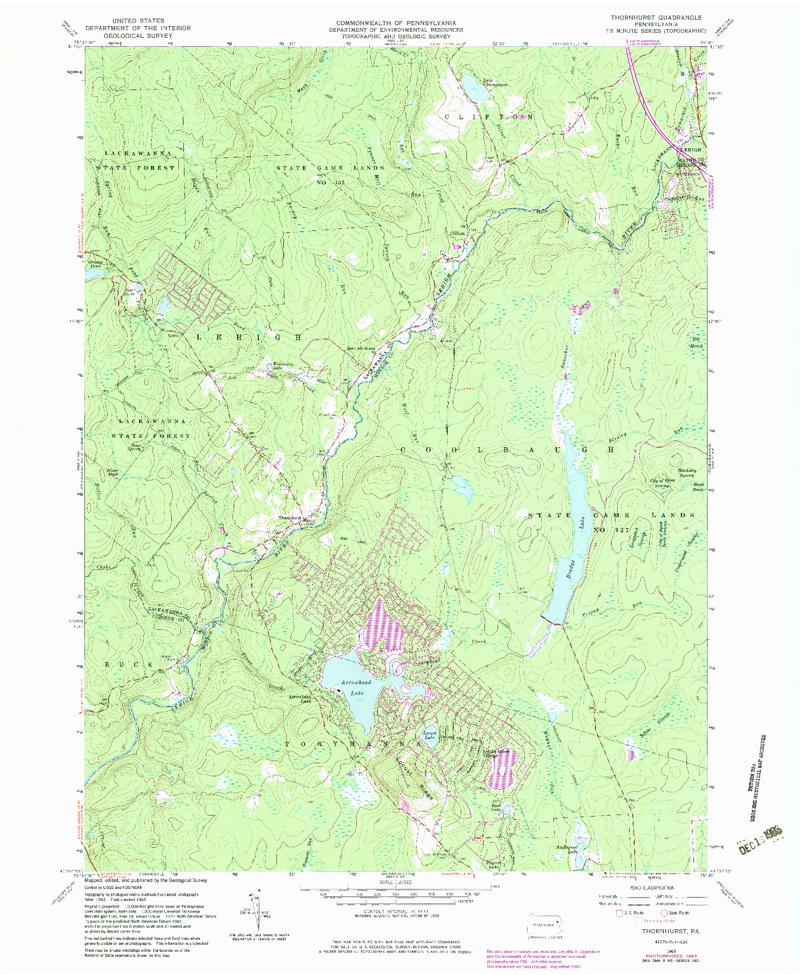 USGS 1:24000-SCALE QUADRANGLE FOR THORNHURST, PA 1965