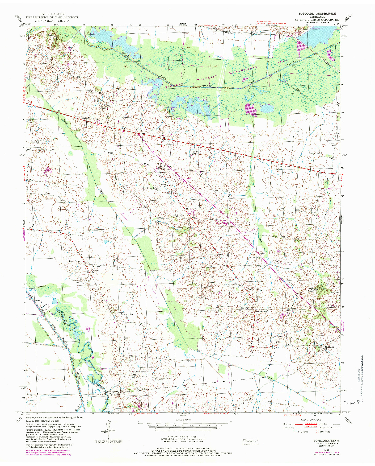 USGS 1:24000-SCALE QUADRANGLE FOR BONICORD, TN 1952