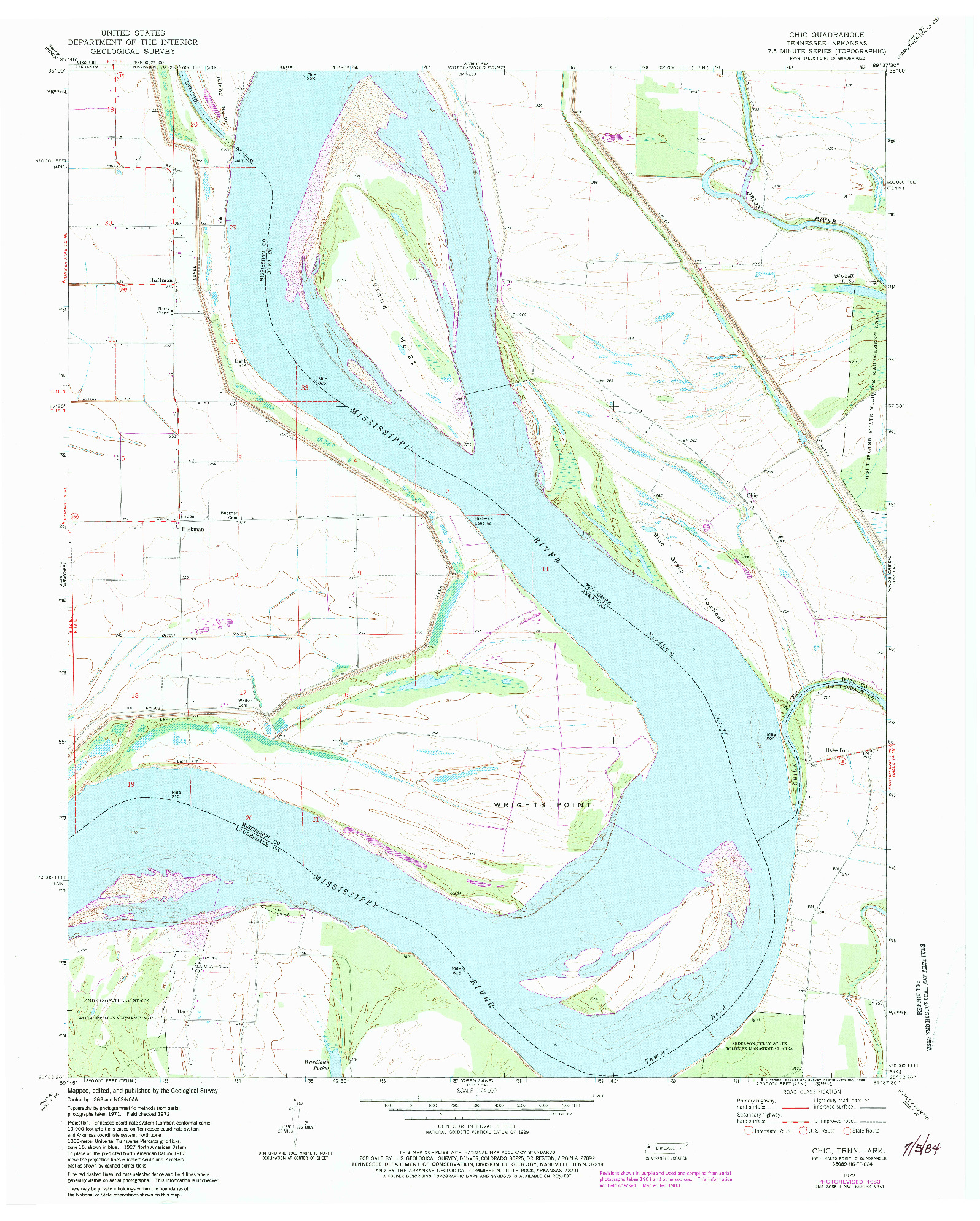 USGS 1:24000-SCALE QUADRANGLE FOR CHIC, TN 1972