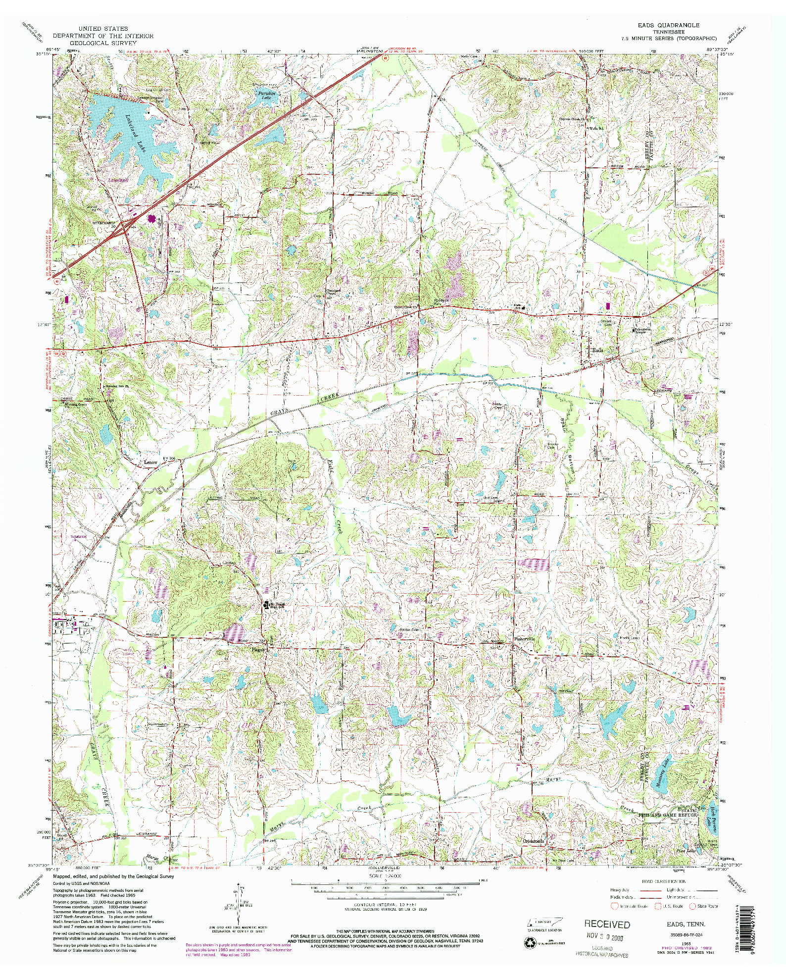 USGS 1:24000-SCALE QUADRANGLE FOR EADS, TN 1965