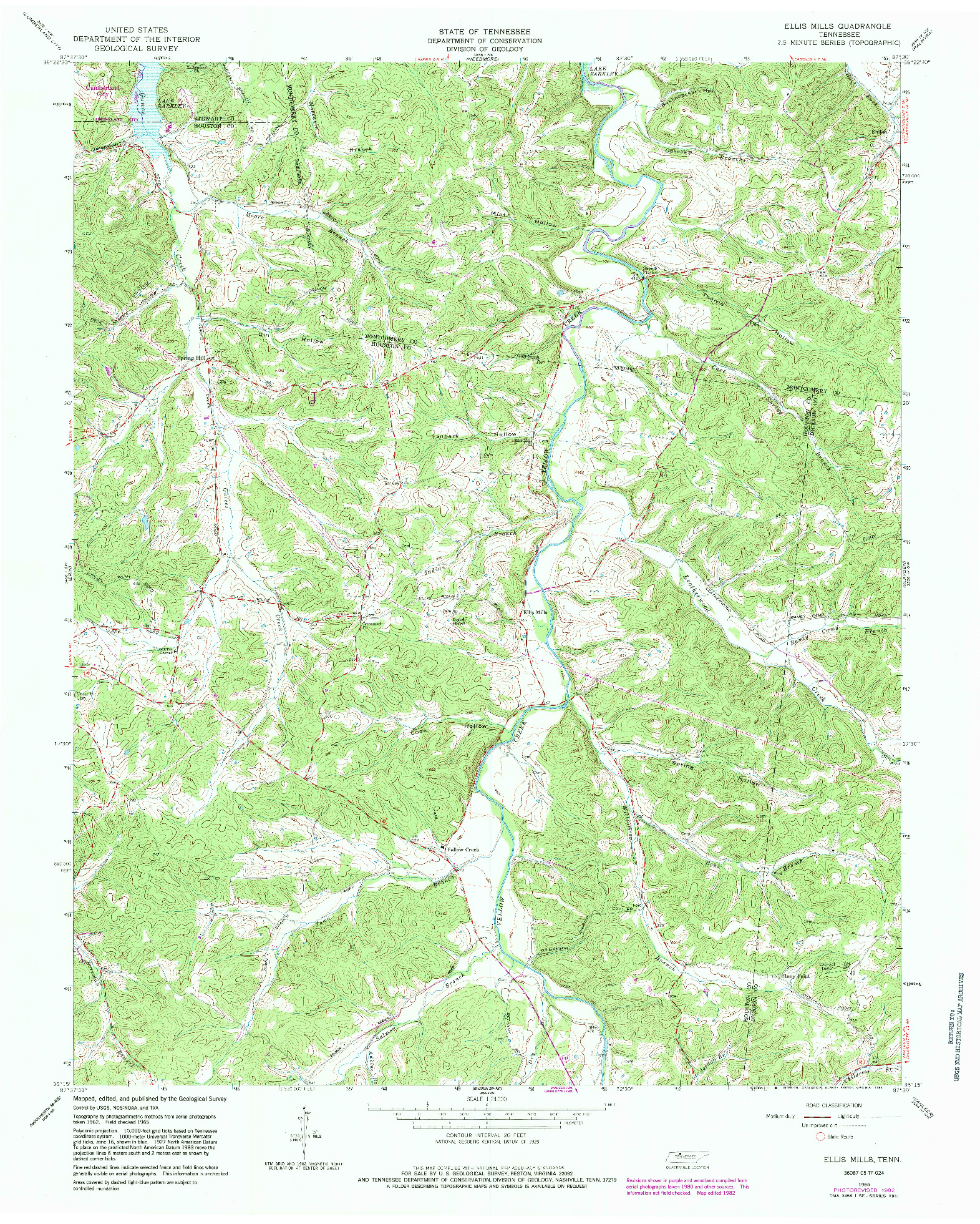 USGS 1:24000-SCALE QUADRANGLE FOR ELLIS MILLS, TN 1965