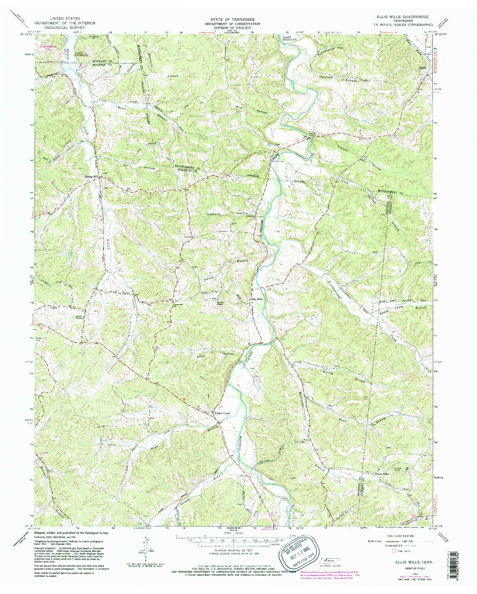 USGS 1:24000-SCALE QUADRANGLE FOR ELLIS MILLS, TN 1965