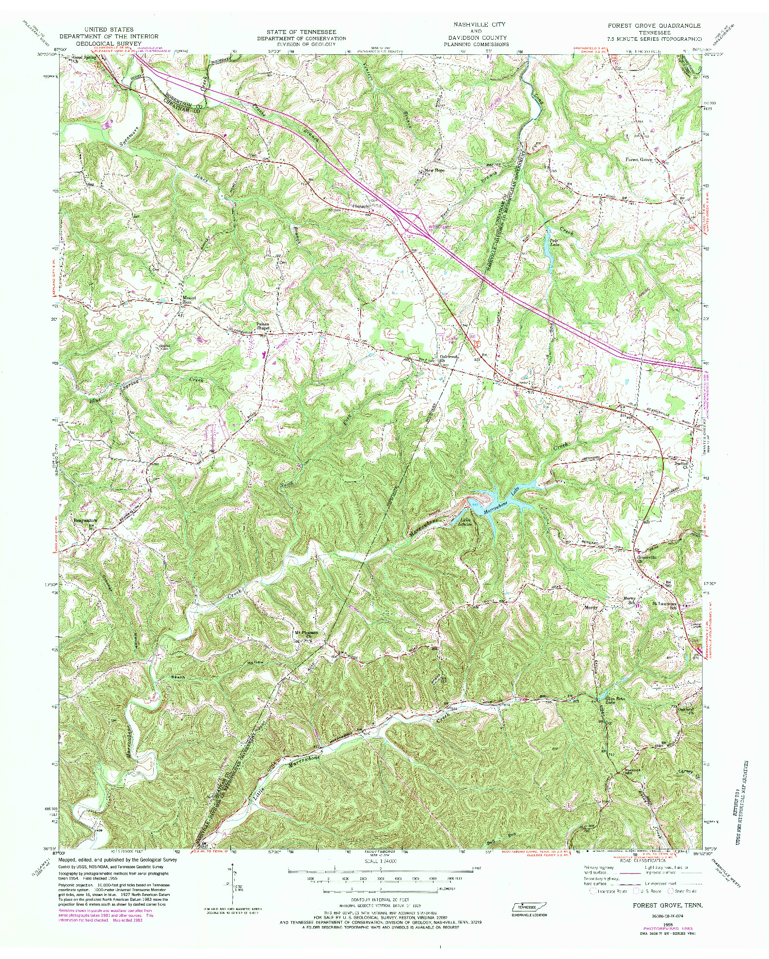 USGS 1:24000-SCALE QUADRANGLE FOR FOREST GROVE, TN 1955