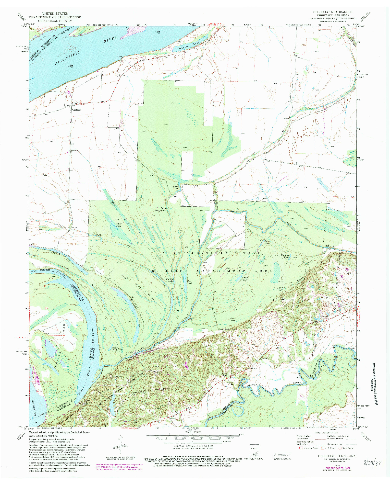 USGS 1:24000-SCALE QUADRANGLE FOR GOLDDUST, TN 1972
