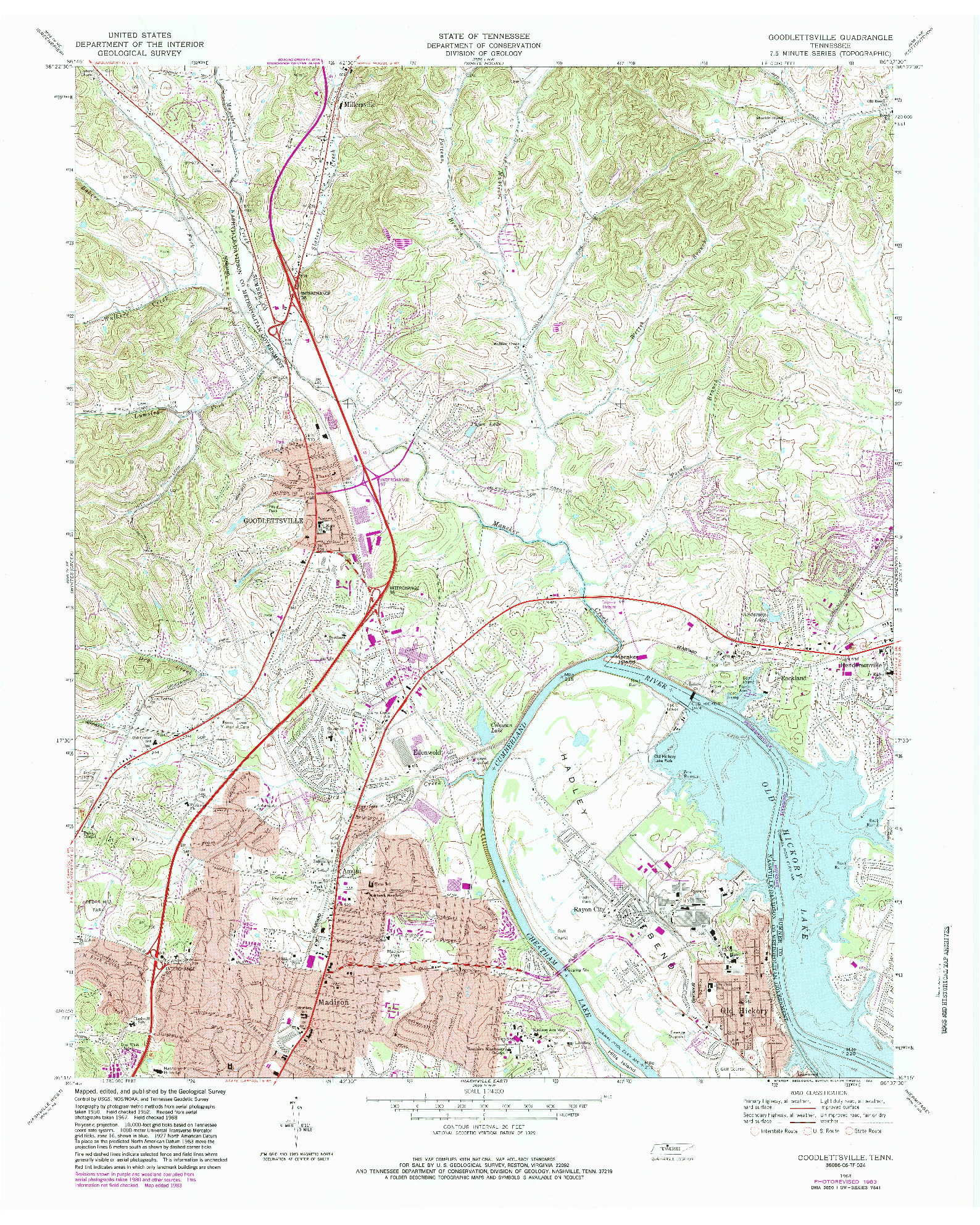 USGS 1:24000-SCALE QUADRANGLE FOR GOODLETTSVILLE, TN 1968