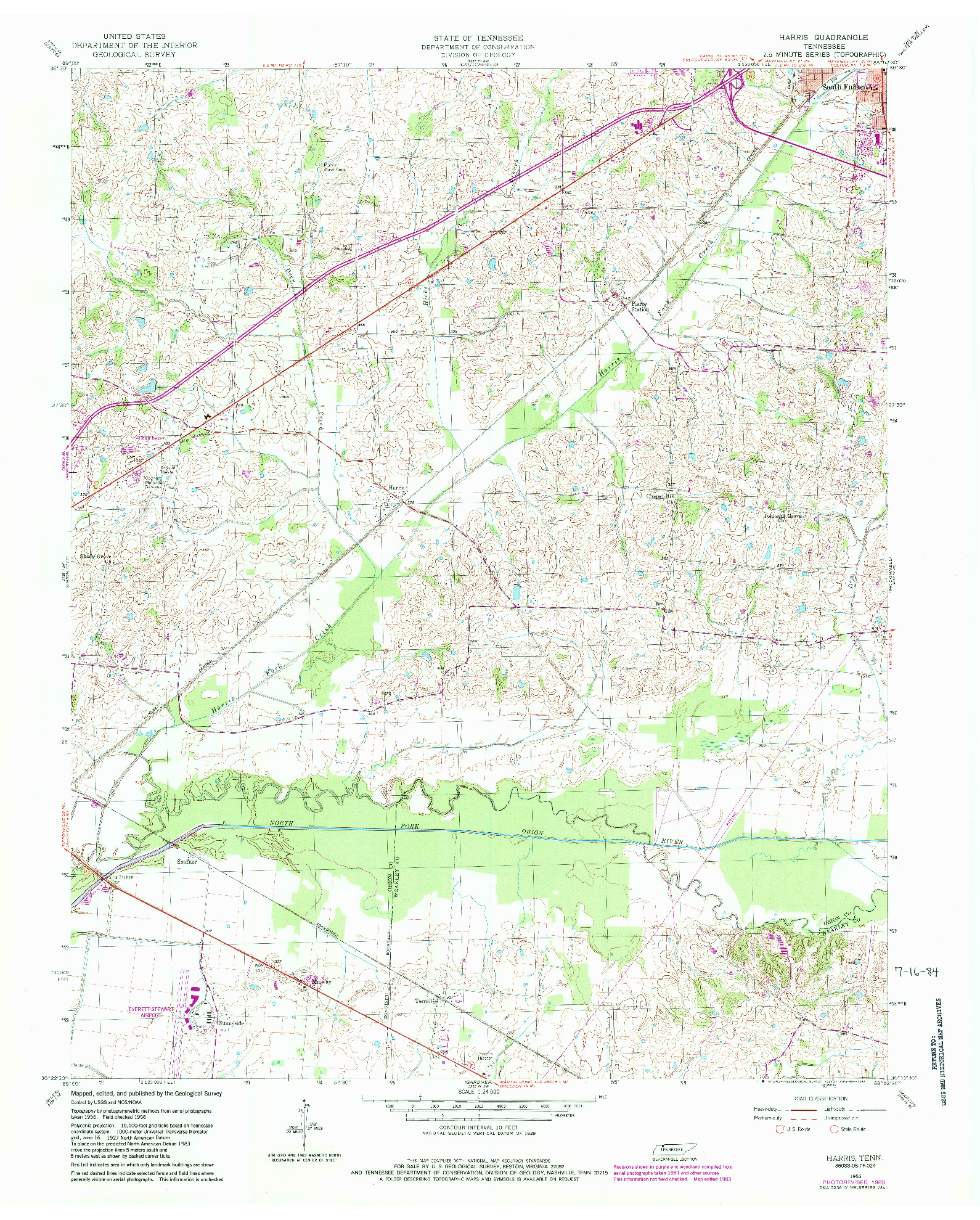 USGS 1:24000-SCALE QUADRANGLE FOR HARRIS, TN 1956