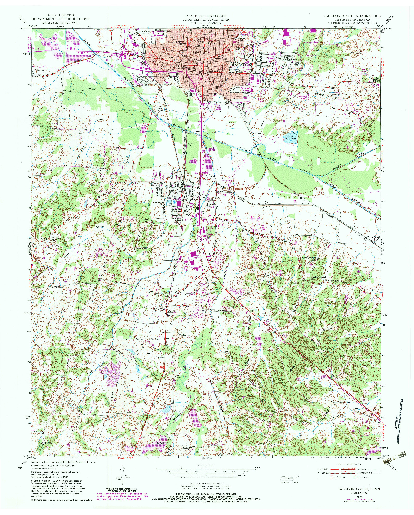 USGS 1:24000-SCALE QUADRANGLE FOR JACKSON SOUTH, TN 1950