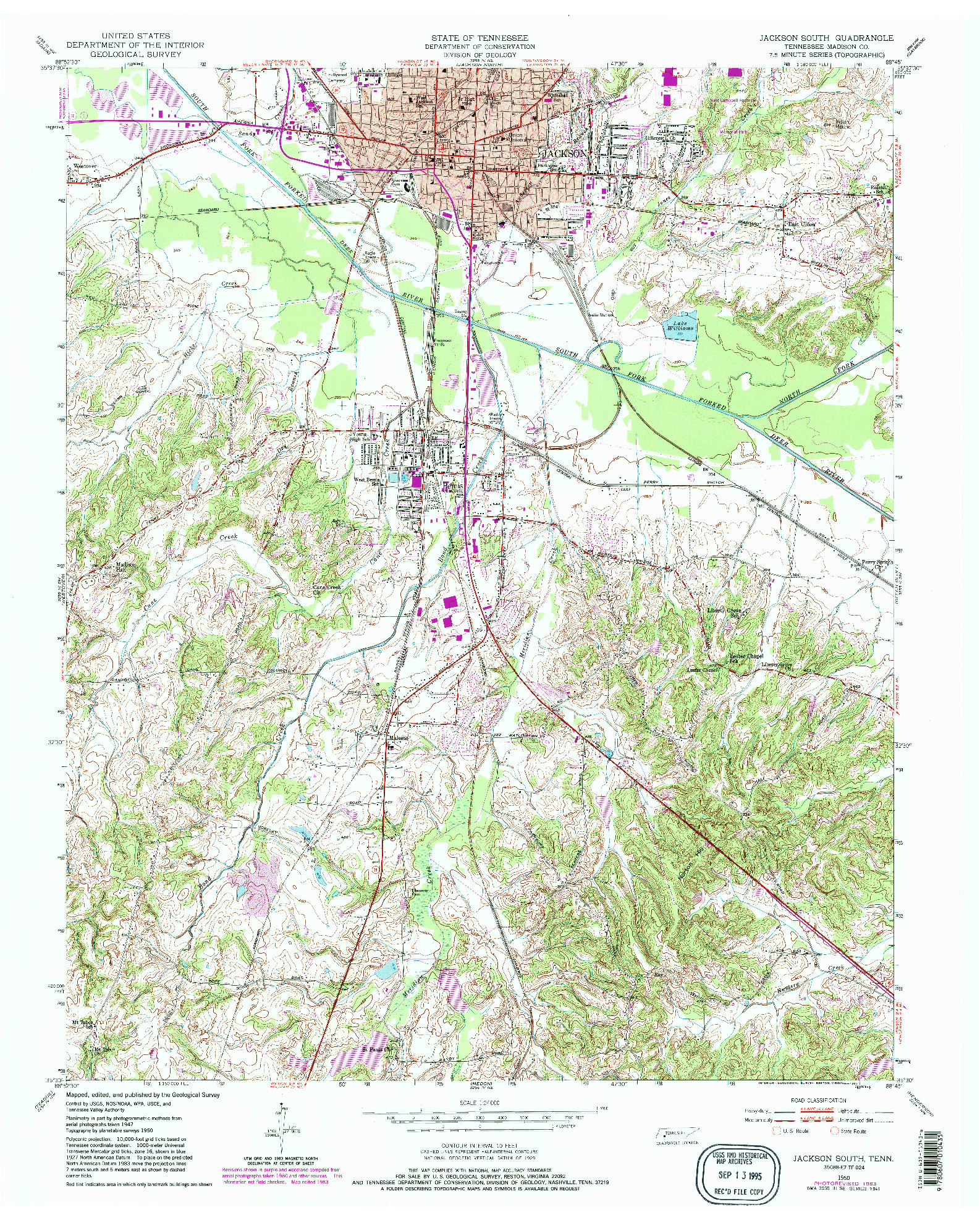 USGS 1:24000-SCALE QUADRANGLE FOR JACKSON SOUTH, TN 1950