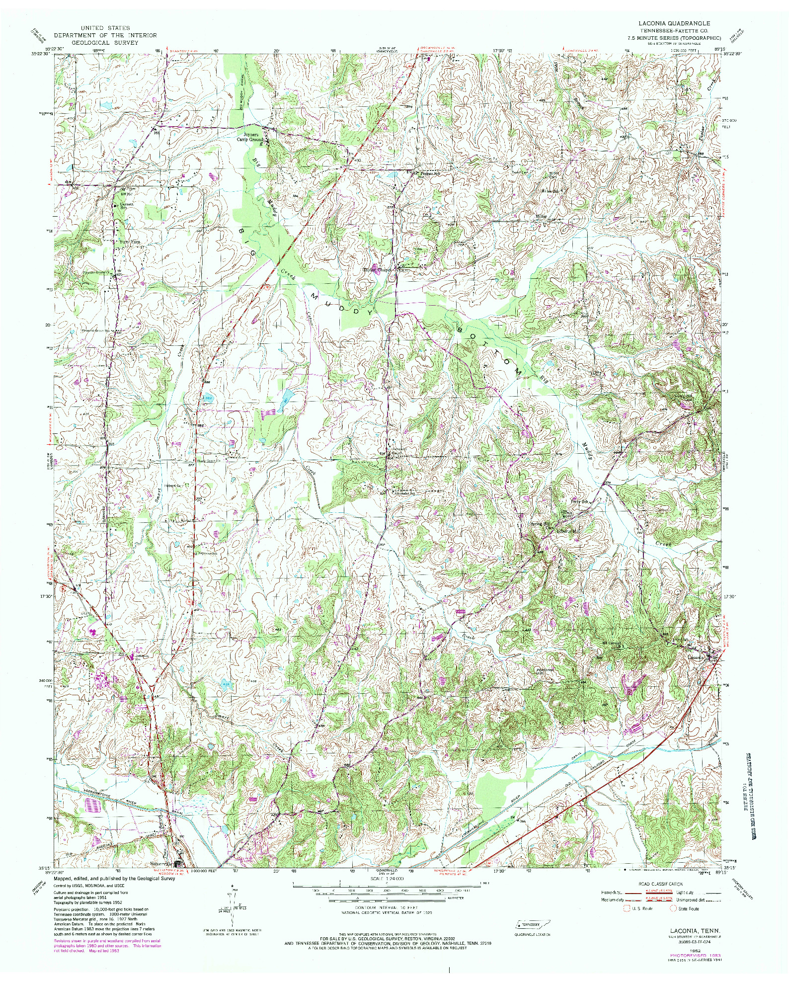 USGS 1:24000-SCALE QUADRANGLE FOR LACONIA, TN 1952